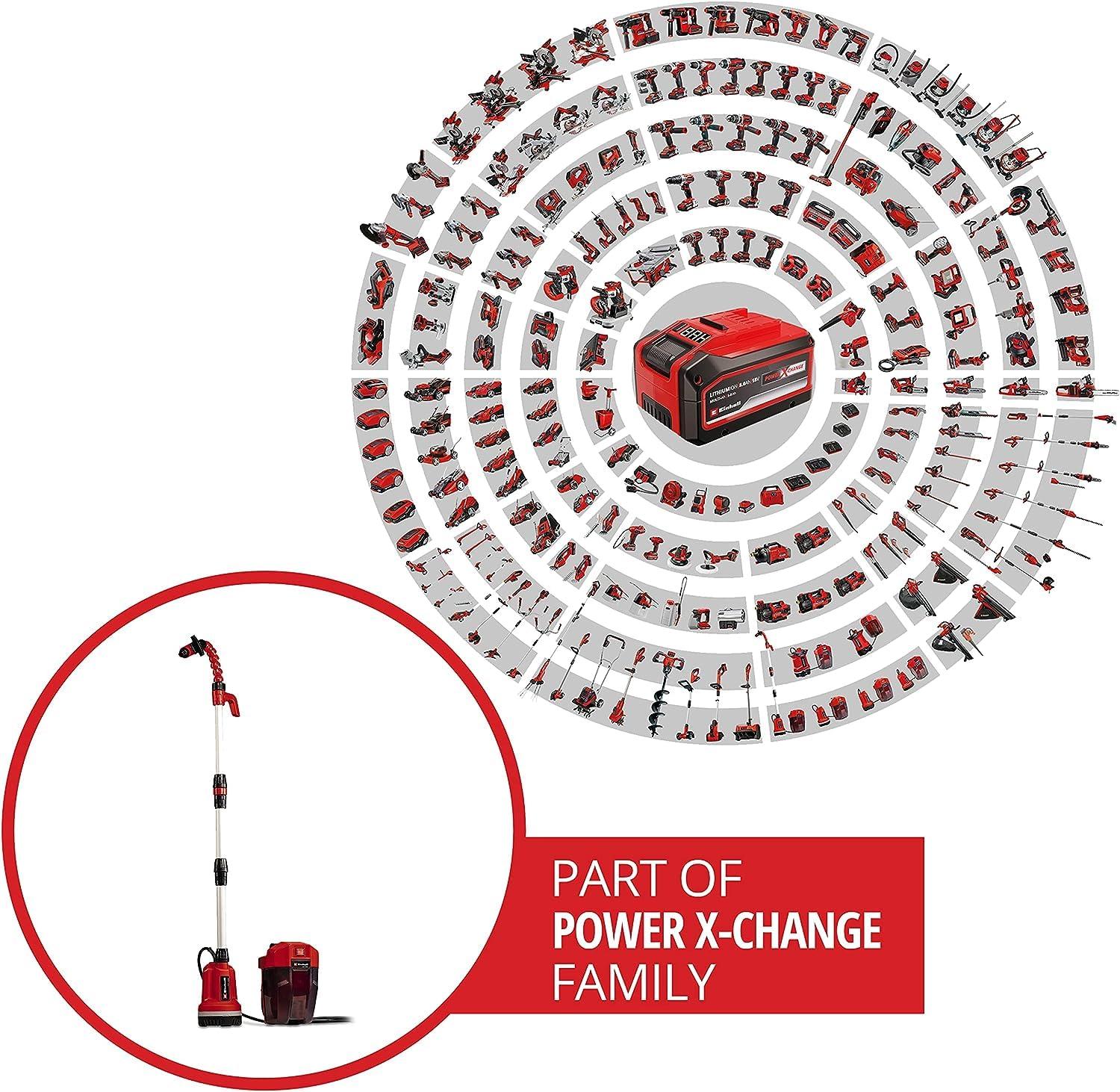 Einhell aku-sukelduspump/Regenveepump GE-PP 18 RB Li-Solo Power X-Change (18 V, maksimaalne surve 2 bar, kuni 3.000 L/h, paindlik akukarp, ilma akuta) – detailne vaade