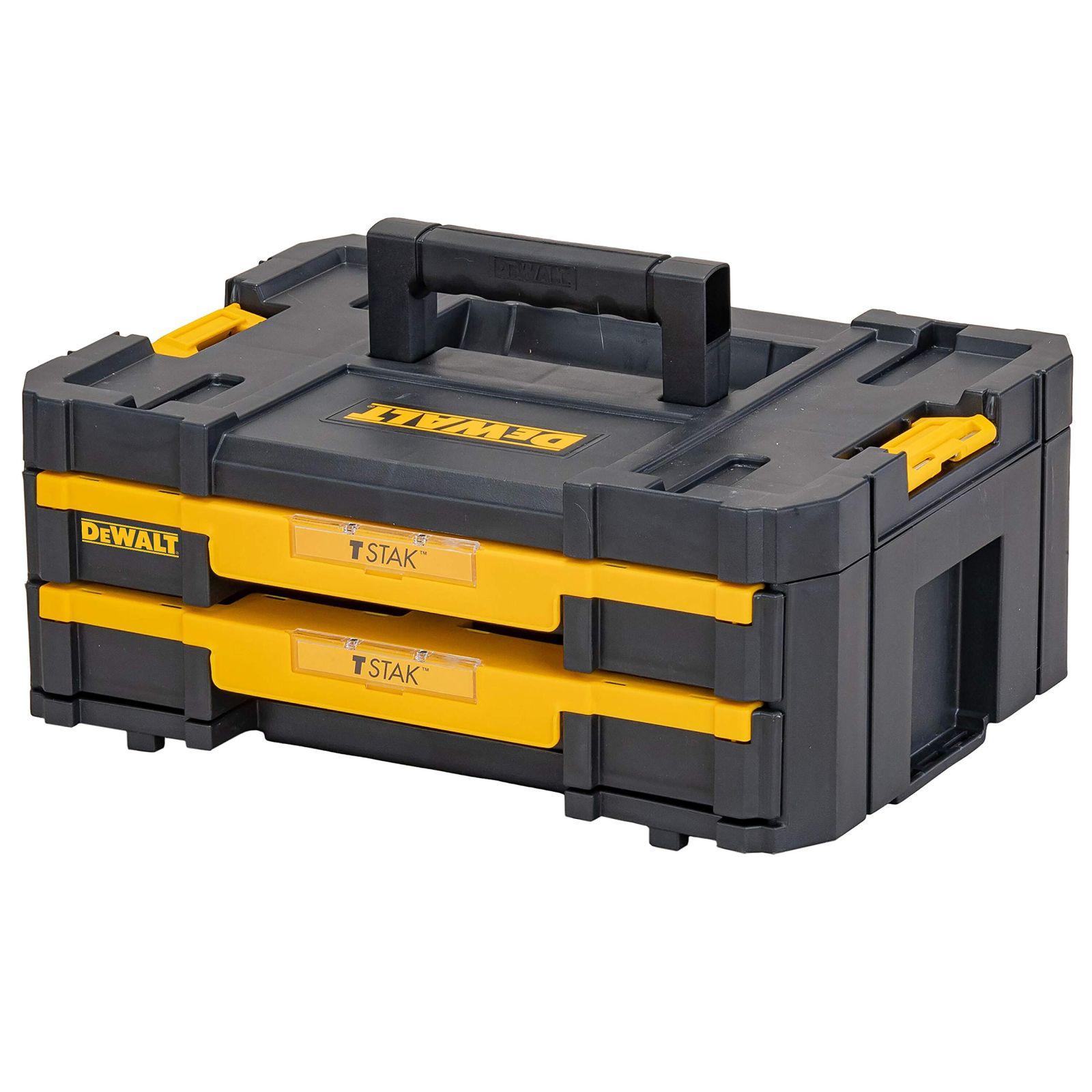 Dewalt T-STAK IV tööriistakast DWST1-70706 (2 sahtliga, eemaldatavad sisemised vaheseinad, sildihoidik, umbes 19 L maht, kandevõime umbes 30 kg, ühilduv T-STAK süsteemiga)