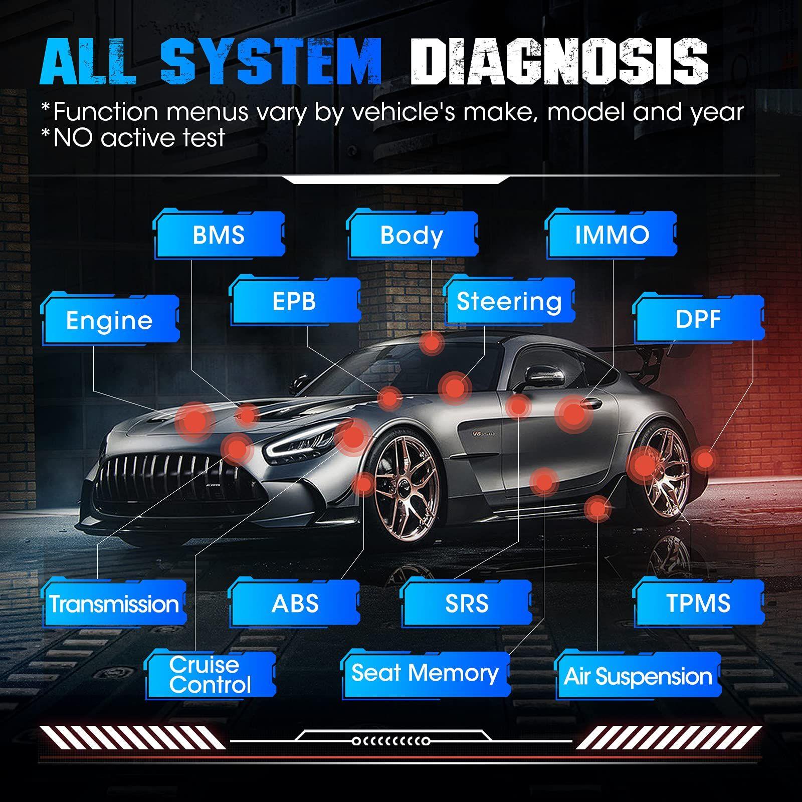 TOPDON OBD2 diagnostikaseade ArtiDiag800BT, kõik süsteemidiagnostikad & 28 hooldusfunktsiooni, OBD2 skanner kõigile sõidukitele, 2 aastat tasuta uuendusi, juhtmevaba ühendus, FCA/CAN-FD tugi – pakend ja tarvikud