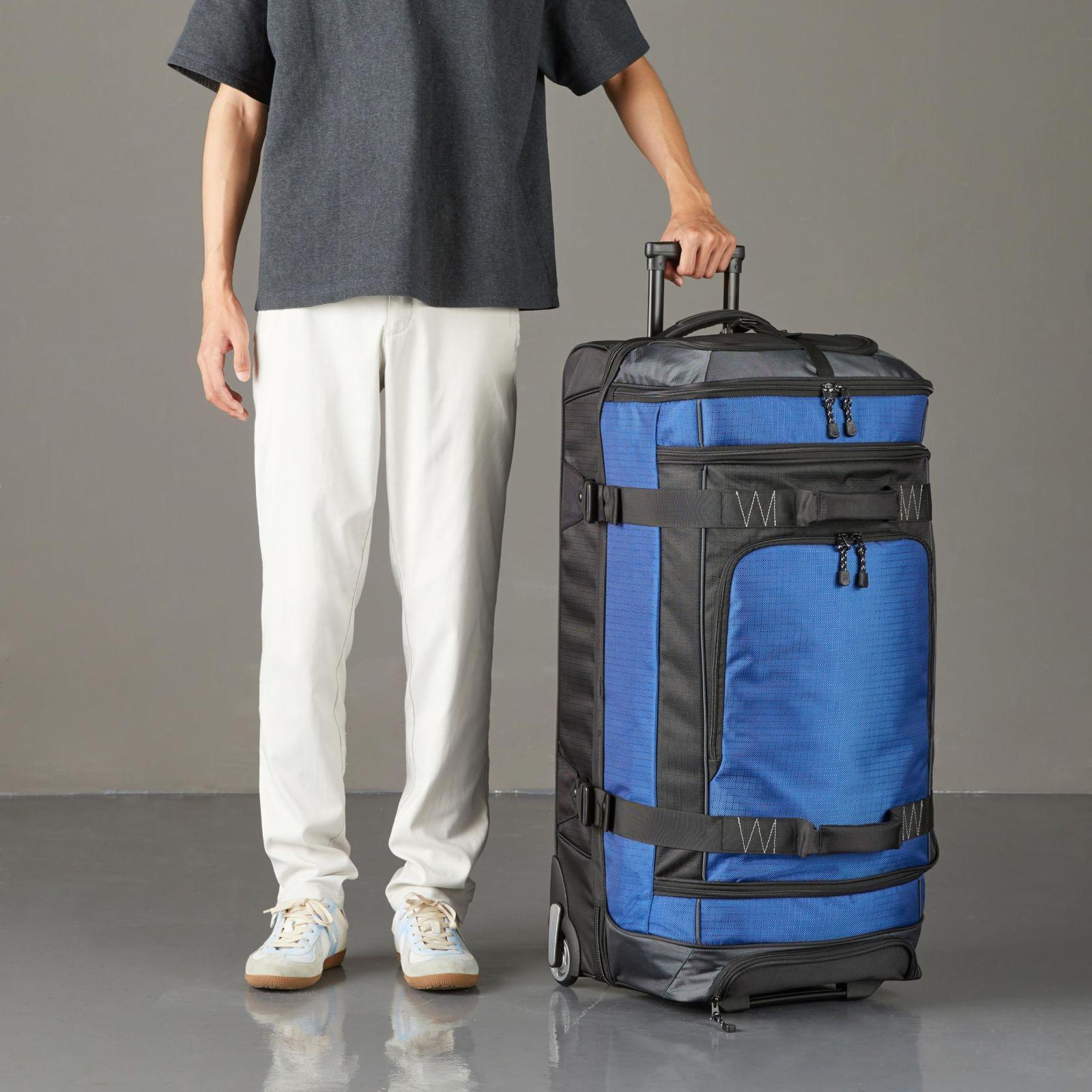 Amazon Basics rullikutega reisikott, 137L, kerge ja vastupidav ripstop-kangast trolley, teleskoopkäepidemega, ideaalne reisimiseks, tööks ja vabaajaks, sinine – lisavaade