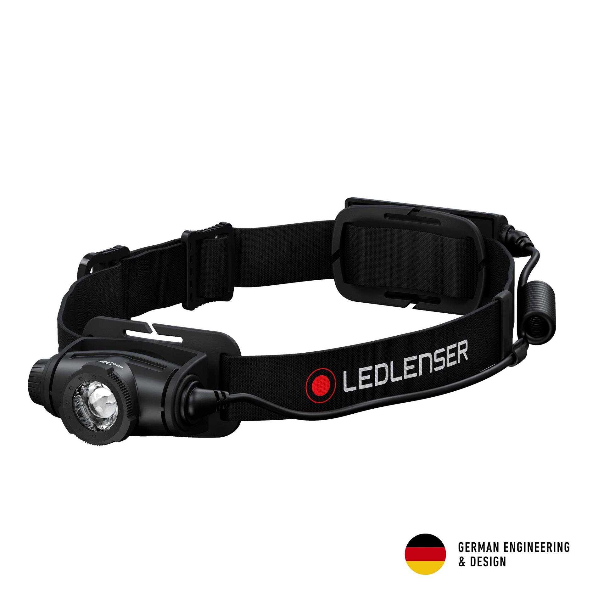 Ledlenser H5R Core pealamp LED, 500 luumenit, laetav liitiumakuga, veekindel IP67, fokuseeritav, sujuvalt hämardatav, Constant Light, valgustuskaugus 200m, USB magnetlaadimiskaabel – detailne vaade