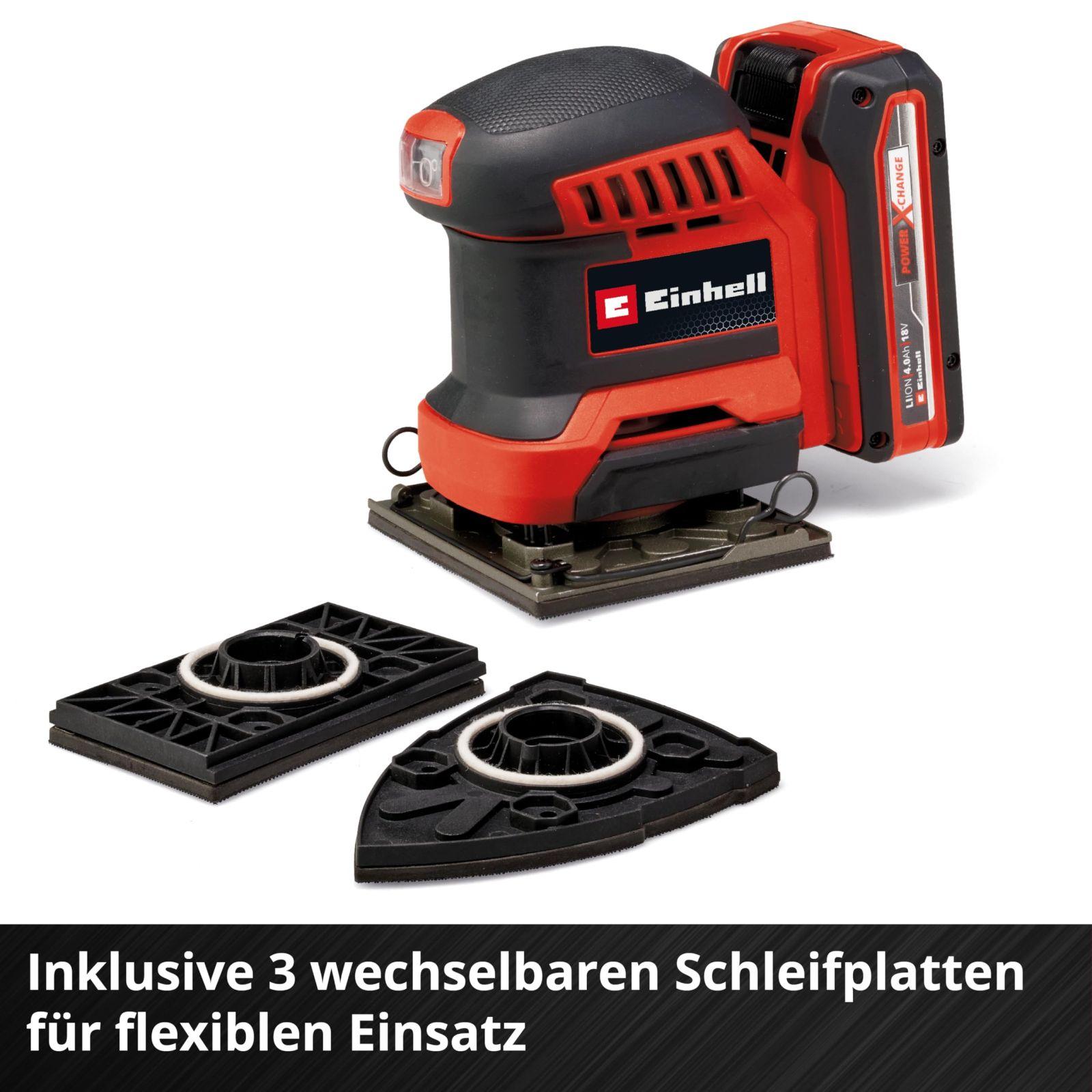 Einhell akuga vibratsioonilihvija TE-OS 18/113 3X Li-Solo Power X-Change (18 V, lihvija, 3 vahetatavat lihvplaati, 1,8 mm võnkeamplituud, tarvikud, ilma akuta) – pilt 6