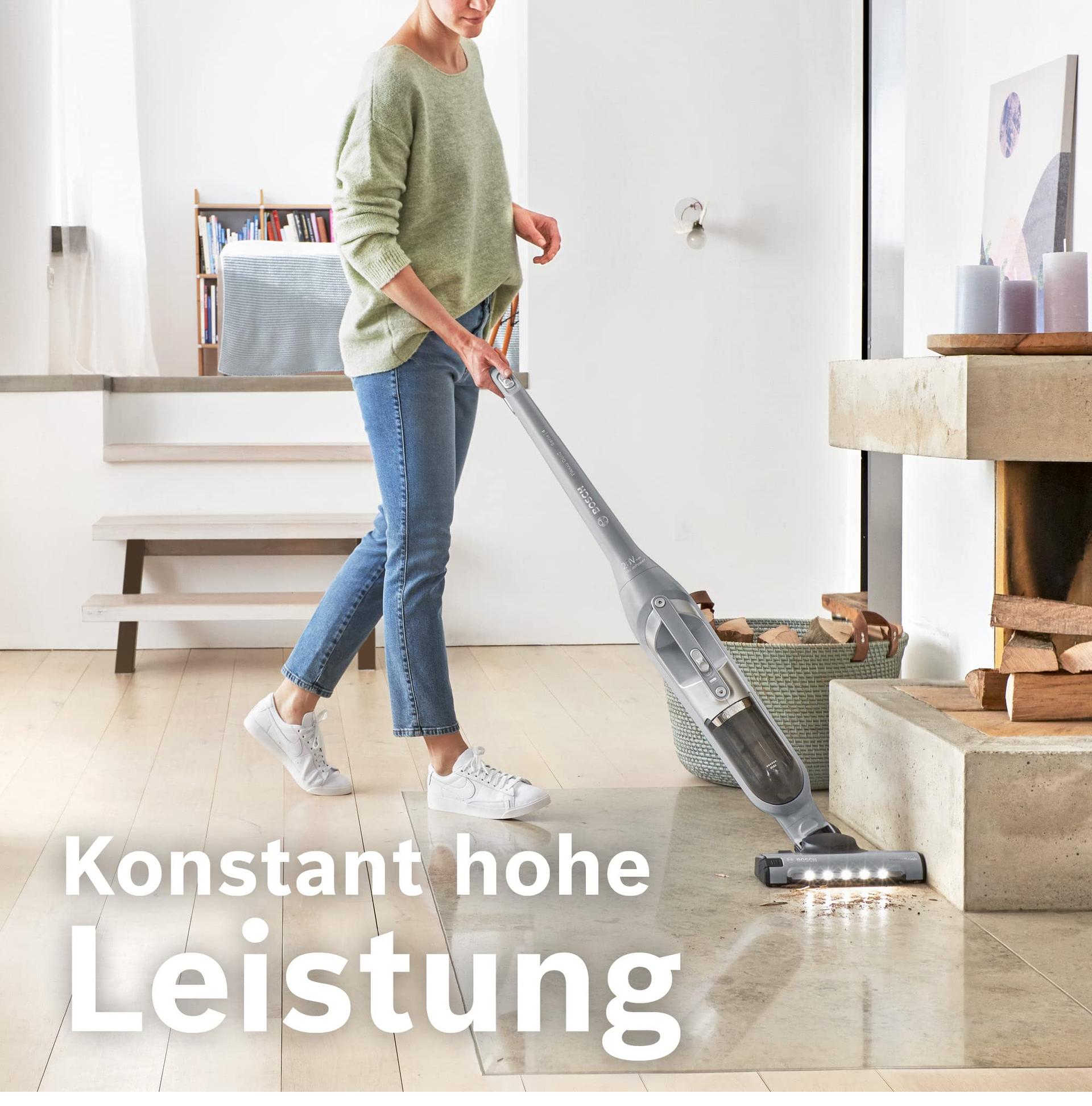 Bosch juhtmevaba varstolmuimeja Flexxo 2in1 Serie 4 BBH3K2801, käsitolmuimejaga, kotivaba, suur imemisvõimsus, pikk tööaeg, LED-valgustusega otsik, kõikidele põrandatüüpidele, hõbedane – pilt 7