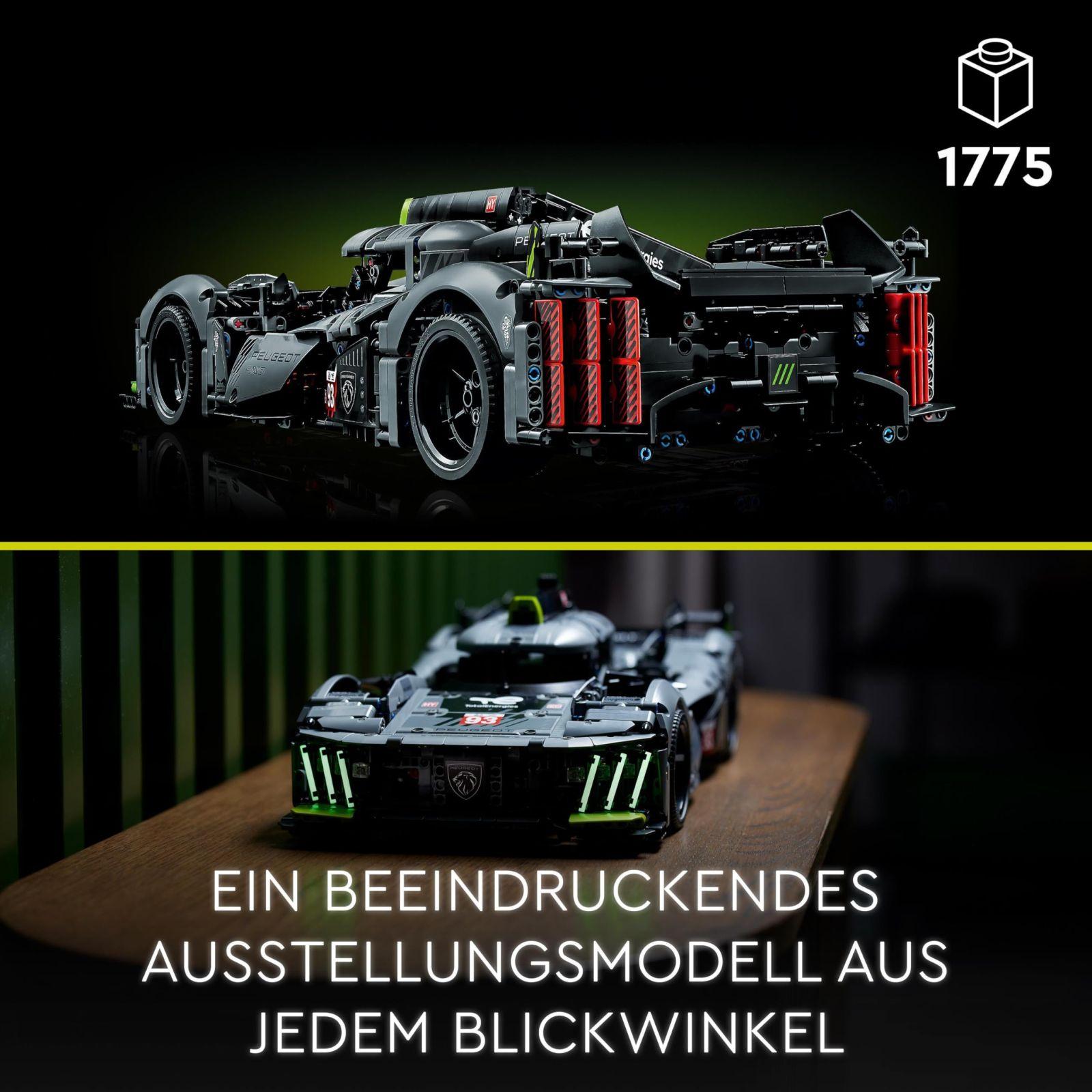 LEGO 42156 Technic Peugeot 9X8 24H Le Mans hübriid-hüperauto, legendaarne võidusõiduauto, mudelauto ehituskomplekt täiskasvanutele, mõõtkava 1:10, motospordi autokollektsioon kogenud ehitajatele – pilt 7
