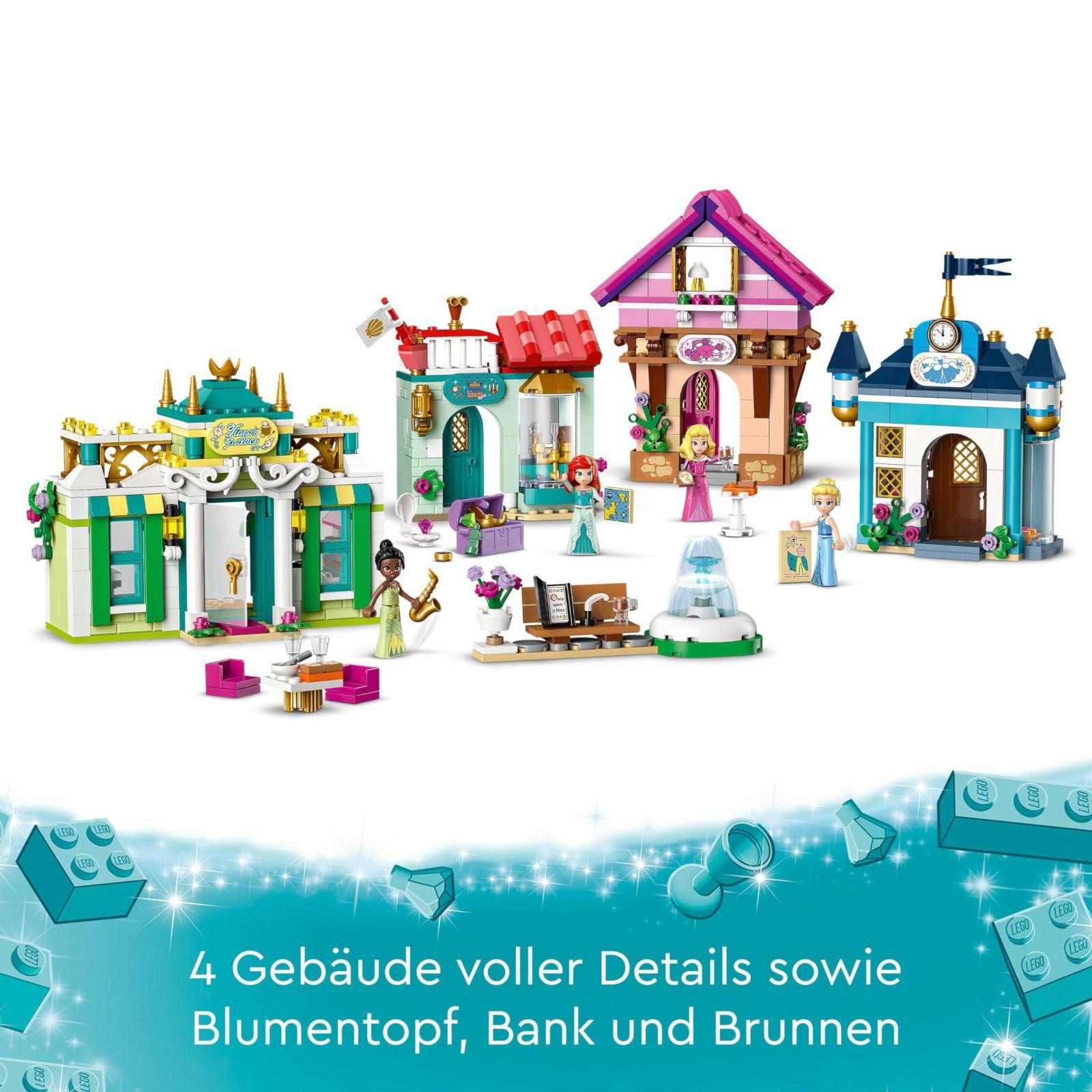 LEGO Disney Printsessid: Printsesside Seiklusturg, Maja-mänguasi 4 nukuga, sealhulgas Tuhkatriinu ja Ariel, mängukomplekt aardekaardiga, kingitus tüdrukutele ja poistele alates 6. eluaastast 43246 – pakend ja tarvikud