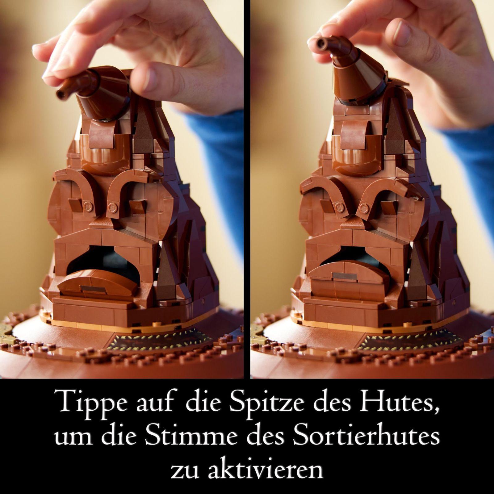 LEGO Harry Potter Kõnelev Müts, Sigatüüka Mudel Täiskasvanutele, Filmikingitus Naisele ja Mehele, Emale ja Isale, Juhuslike 31 Heli Kombinatsiooniga, Määrab Sinu Sigatüüka Maja 76429 – pakend ja tarvikud