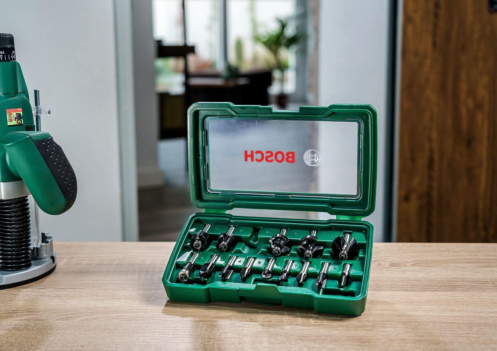 Bosch tarvikud 15-osaline kõvasulamist freesi komplekt (puutöö jaoks, 8 mm varrega, ülemise freesiga tarvik) – pilt 8