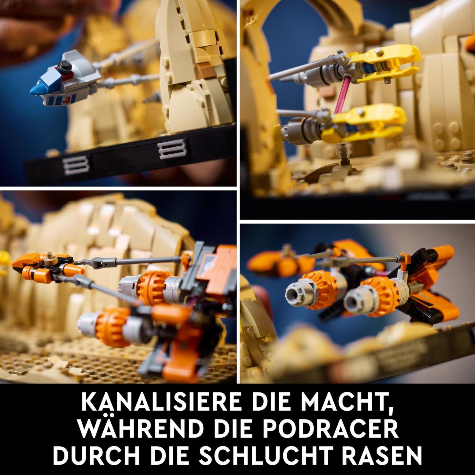 LEGO Star Wars Mos Espa Podralli – Dioraam, Komplekt Täiskasvanutele, Ohu Varju Mudel, Sisaldab Anakin Skywalkeri Podraceri, Kogumisobjekt, Kingitus Meestele ja Naistele 75380 – lisavaade