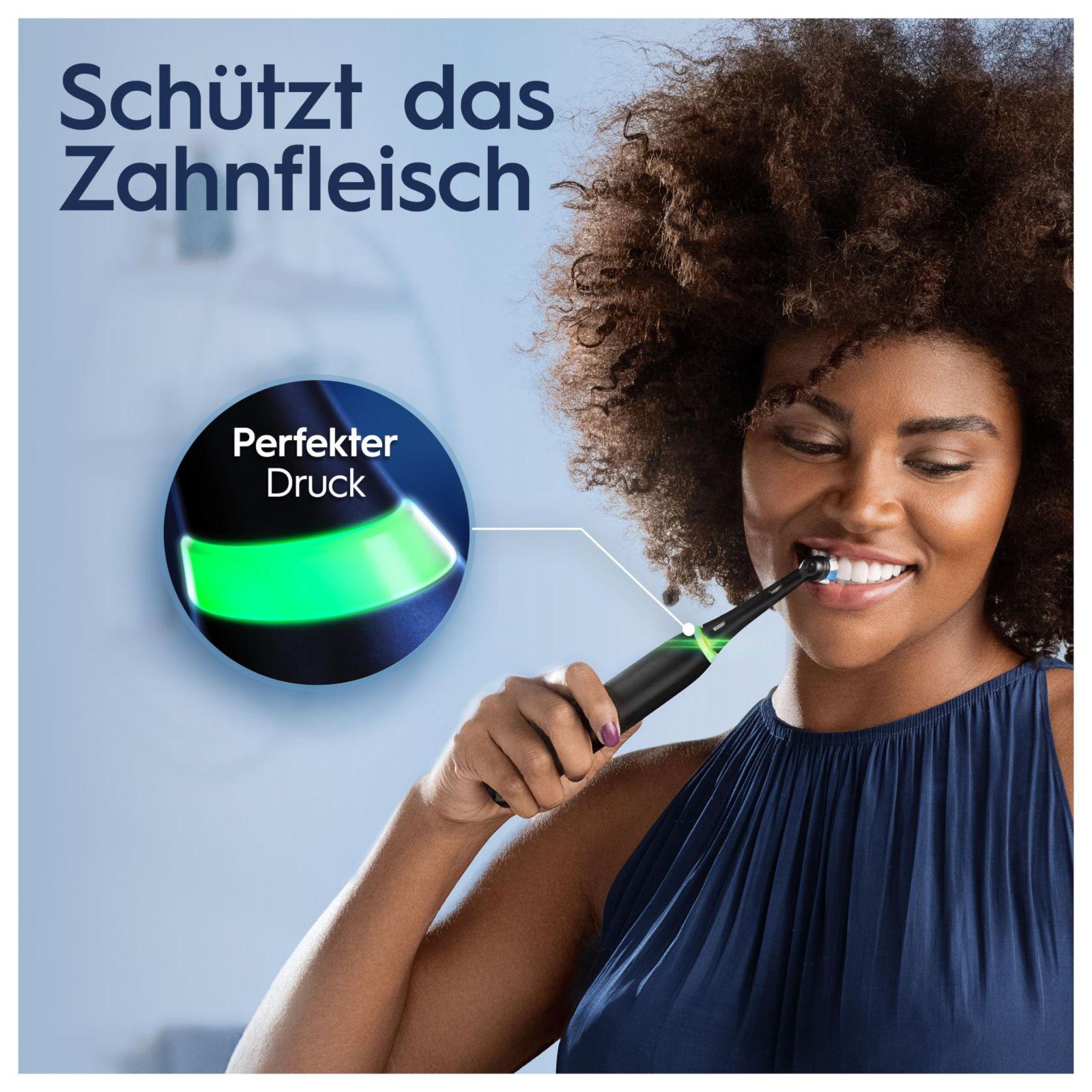Oral-B iO Series 5 Plus Edition Elektriline Hambahari, 3 vahetatavat harjapead, valgendav efekt, reisikarp, 5 puhastusrežiimi, disainitud Braun poolt, kingitus mehele/naisele, matt must – pakend ja tarvikud