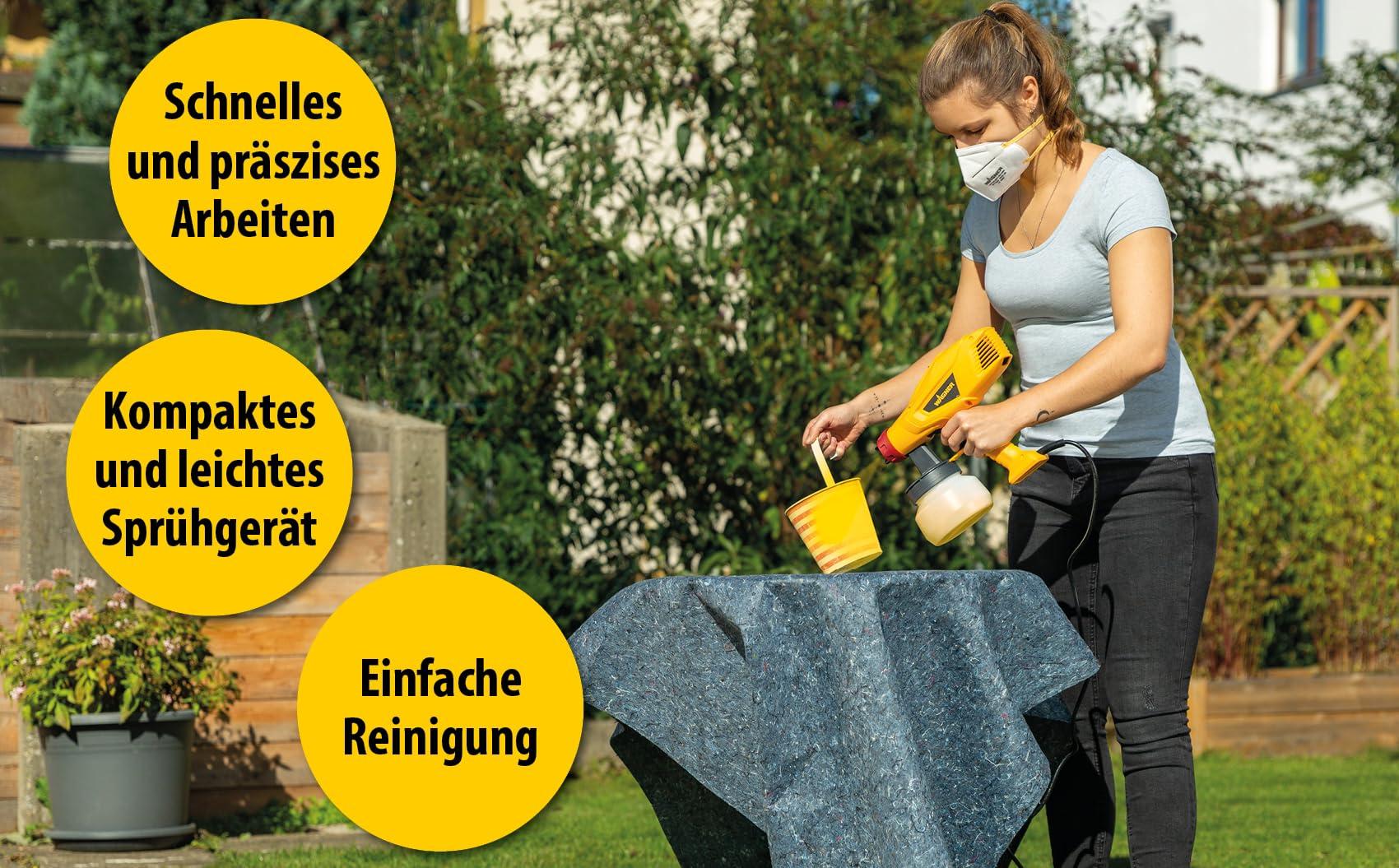 WAGNER värvipihustussüsteem Wood&Metal Sprayer W125 lakide ja peitside jaoks sise- ja välistingimustes, kollane, must, punane, 5 m – 10 min, 600 ml mahuti, 350 W – pilt 6