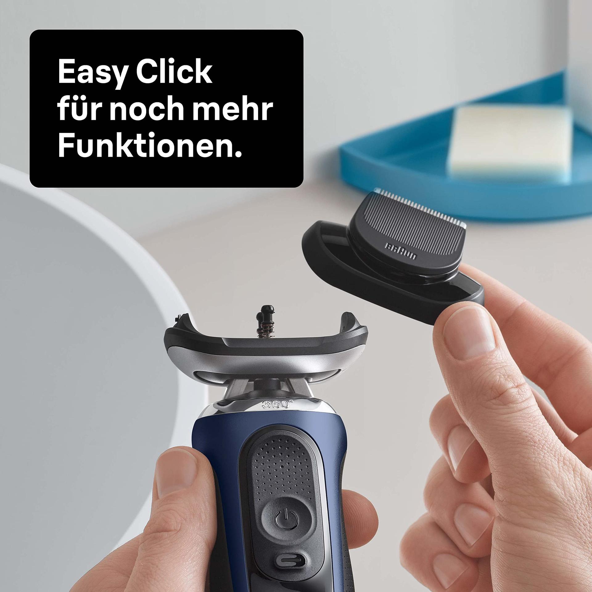 Braun Series 7 meestele mõeldud pardel 360° kohandusega, elektriline habemeajamismasin ja trimmer, 3-päevase habeme trimmer, puhastusjaam, AutoSense, märg ja kuiv raseerimine, EasyClick funktsioon, 70-B7850cc, sinine – lisavaade