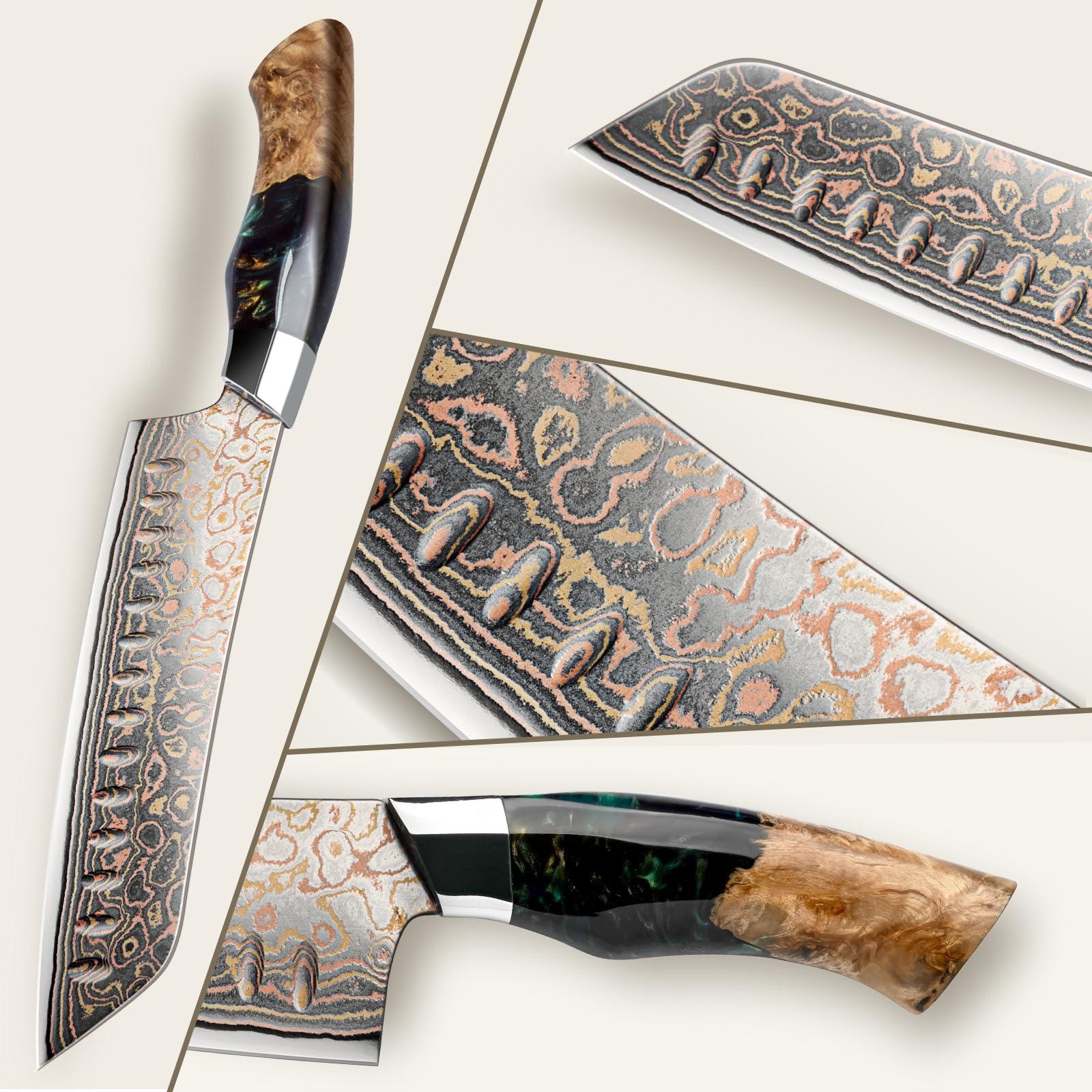 SHAN ZU Vase Damaskuse Santoku Nuga – Käsitsi Sepistatud Jaapani Terav Kokkade Nuga, 33 Kihi Damaskuse Teras, Professionaalne Kööginuga 18CM – VENUS Seeria – pilt 6