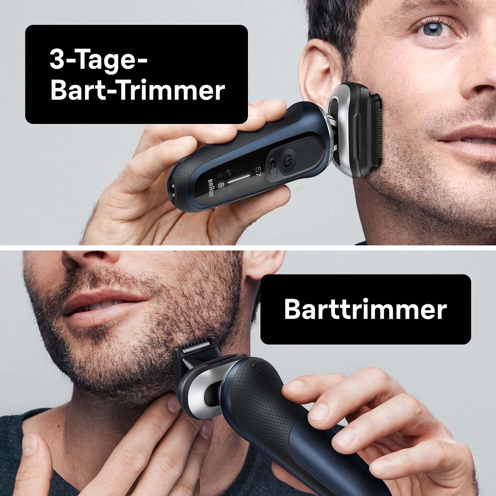 Braun Series 7 meestele mõeldud pardel 360° kohandusega, elektriline habemeajamismasin ja trimmer, 3-päevase habeme trimmer, puhastusjaam, AutoSense, märg ja kuiv raseerimine, EasyClick funktsioon, 70-B7850cc, sinine – kasutusnäide