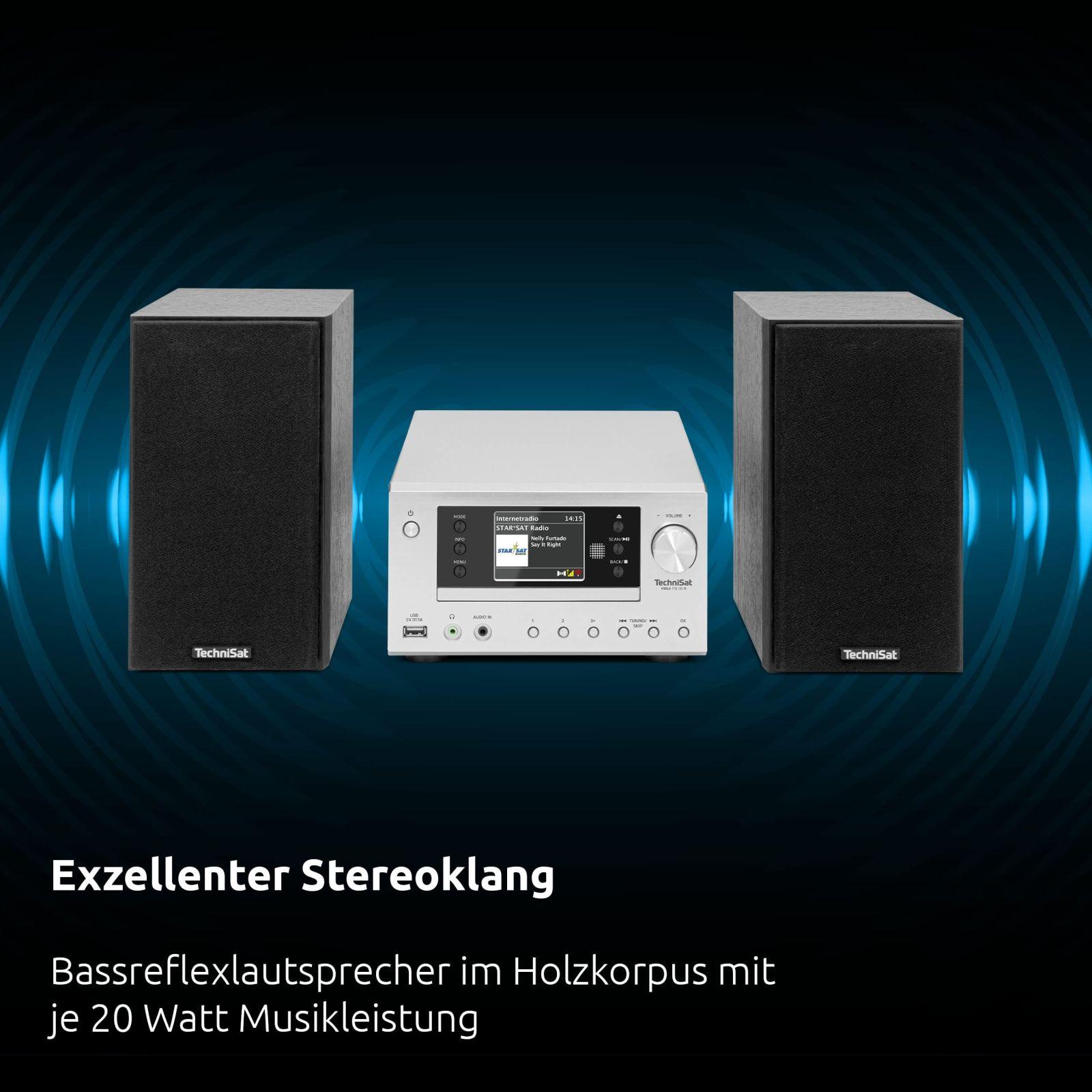 TechniSat VIOLA 710 CD IR – kompaktne Hi-Fi süsteem (Interneti-raadio, DAB+, FM, CD-mängija, Bluetooth, 2x 20W RMS stereokõlarid, kõrvaklapiühendus, äratuskell, unetaimer, kaugjuhtimispult) – lisavaade