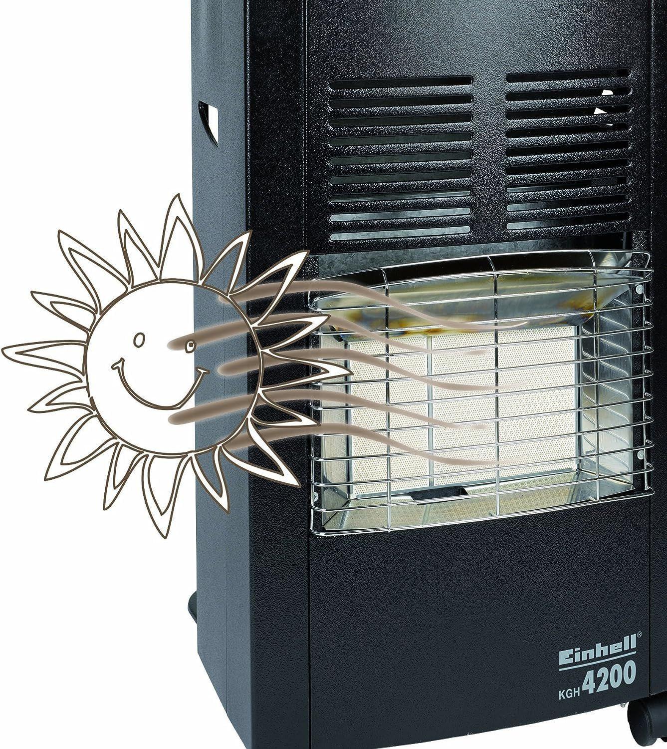 Einhell KGH 4200 keraamiline gaasisoojendi (4200 W, sisaldab gaasirõhuregulaatorit), must – detailne vaade