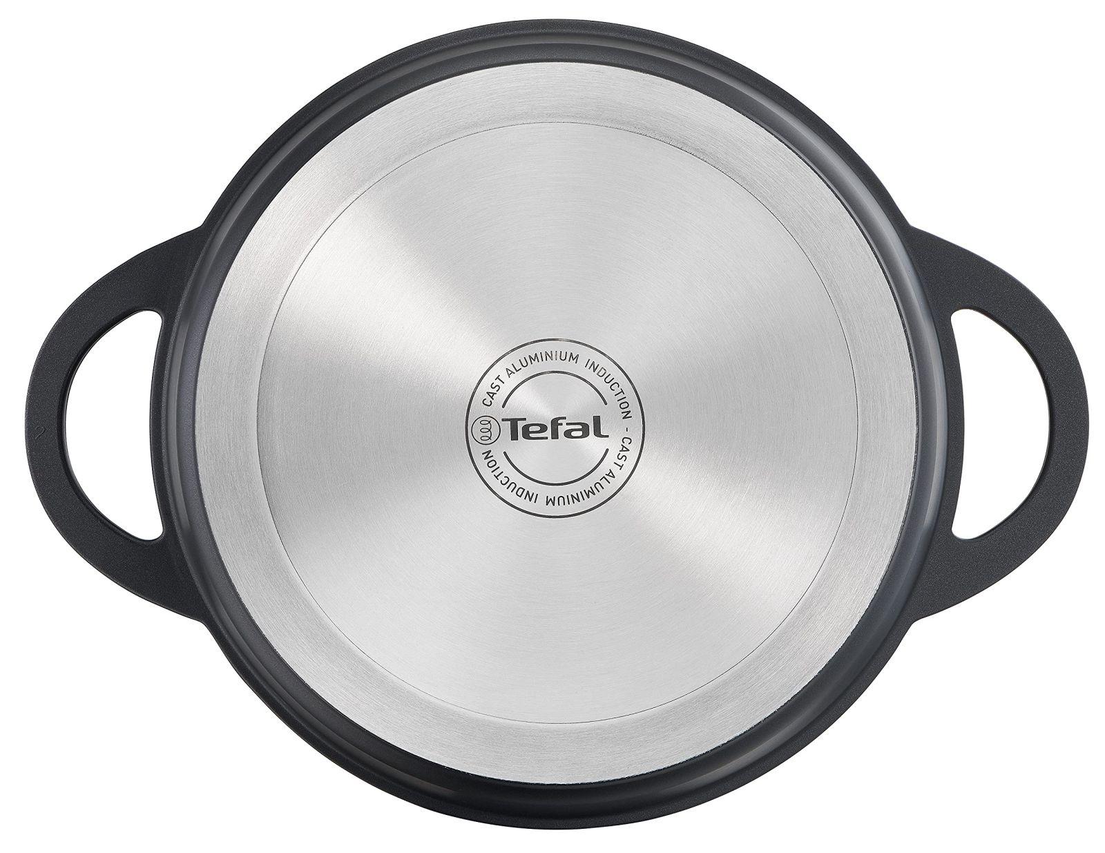 Tefal TRATTORIA E21853 hautamispott | Alumiiniumvalu | Valualumiiniumist kaas | Mittekleepuv kate | Suurepärane soojapidavus | Hautamisroogade jaoks | Silikoonist käepideme kaitsega | Praepott | Induktsioonisobiv | Must, 28 cm – pakend ja tarvikud