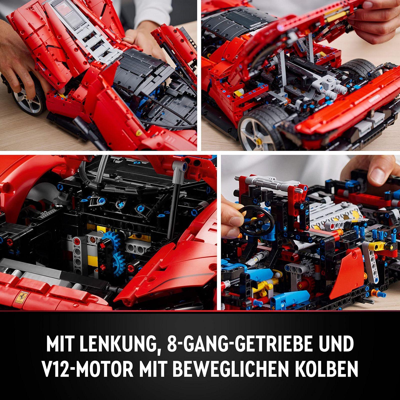 LEGO Technic Ferrari Daytona SP3 mudelauto komplekt, skaala 1:8, punane superauto, edasijõudnud autode mudel, kollektsionääride haruldus, Ultimate Car Concept 42143 – pilt 6