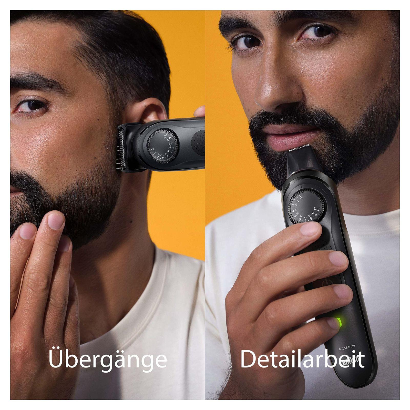 Braun habemetrimmer, juukselõikur meestele, professionaalne trimmer, 40 seadistust, laadimisjaam, reisikott, habememall, 100 min juhtmevaba tööaeg, BT7441 – pakend ja tarvikud