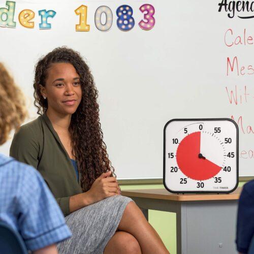 TIME TIMER ORIGINAL Suur 30x30 cm - 60-minutiline visuaalne analoog-taimer - Valikuline helialarm (helitugevuse regulaator) - Ei mingit valju tiksumist; ajajuhtimisseade (must)