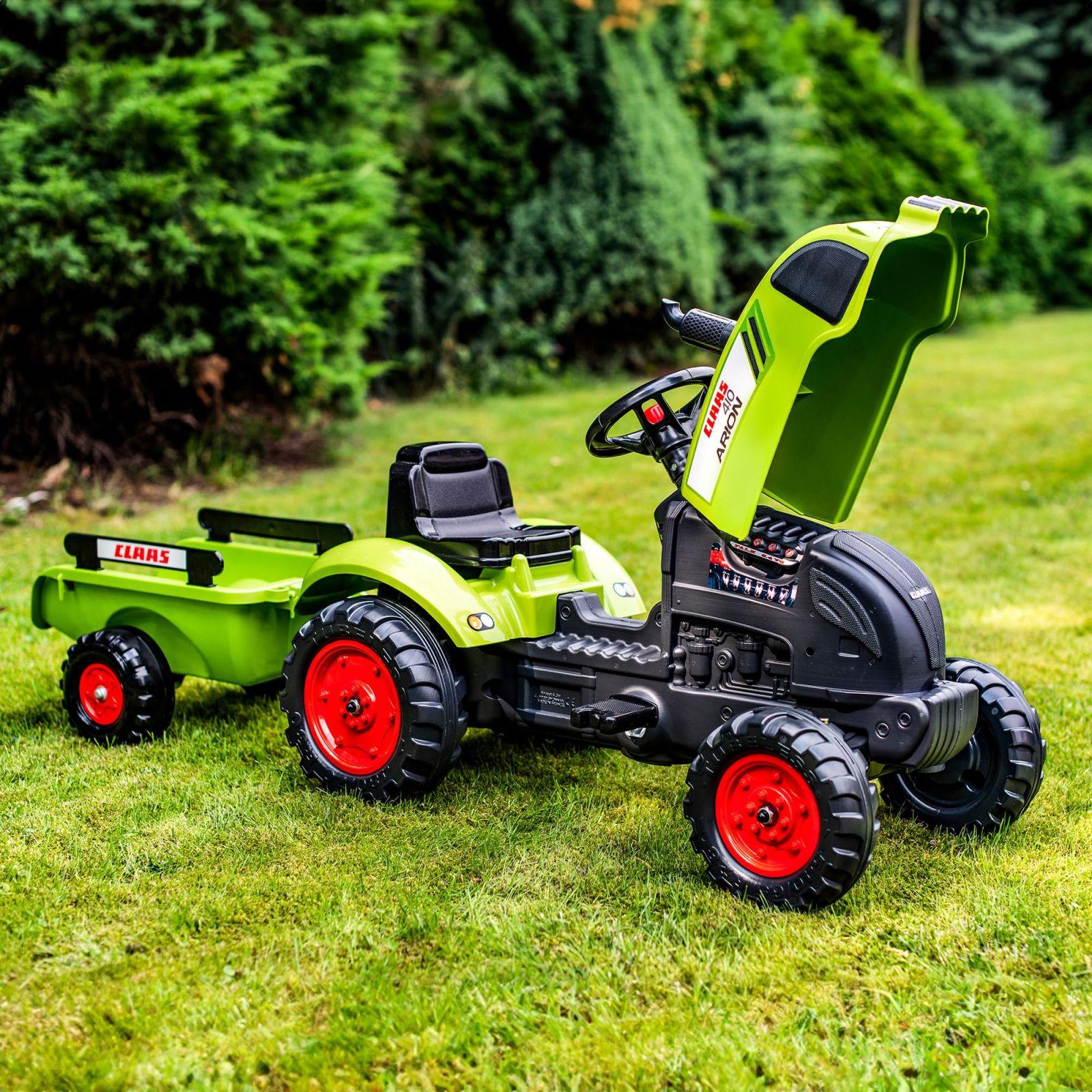 Falk 2041C pedaaltraktor Claas Arion 410 koos haagise ja avatava kapotiga, ekskavaator, pedaallaadur, pedaaltraktor 2–5-aastastele, õuemänguasi – pilt 7