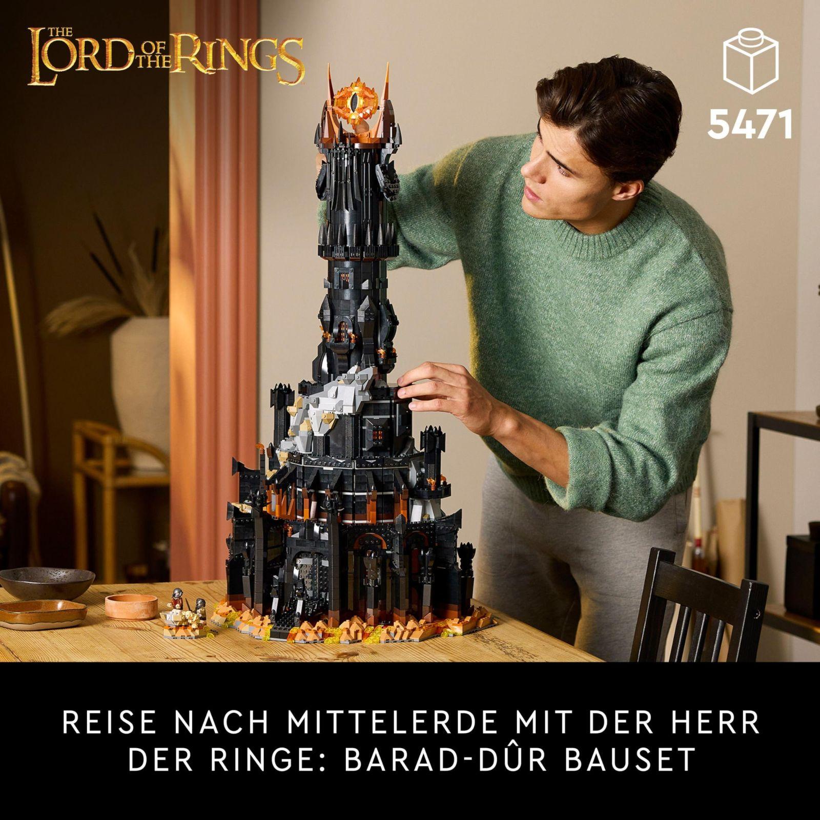 LEGO Icons Sõrmuste Isand: Barad-dûr – Komplekt täiskasvanutele minifiguuridega Sauron, Gothmog, Ork, Frodo, Sam ja Gollum – Filmi meenutus ja fännide kogumisobjekt 10333 – detailne vaade