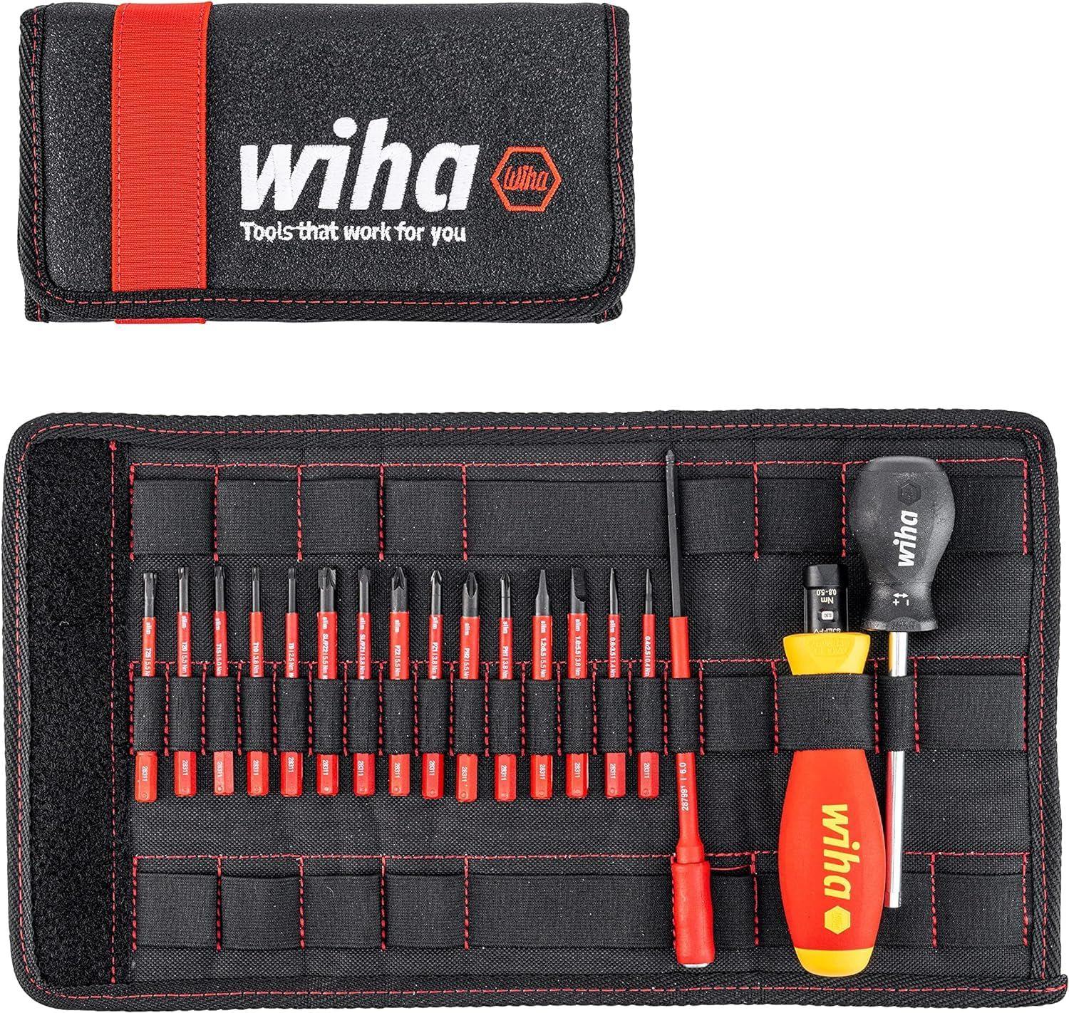 Wiha pöördemomendi kruvikeeraja komplekt TorqueVario-S electric (36791) 19-osaline | 0,8-5,0 Nm | koos kokkupandava kotiga | Lame/Philips/PlusMinus/TORX