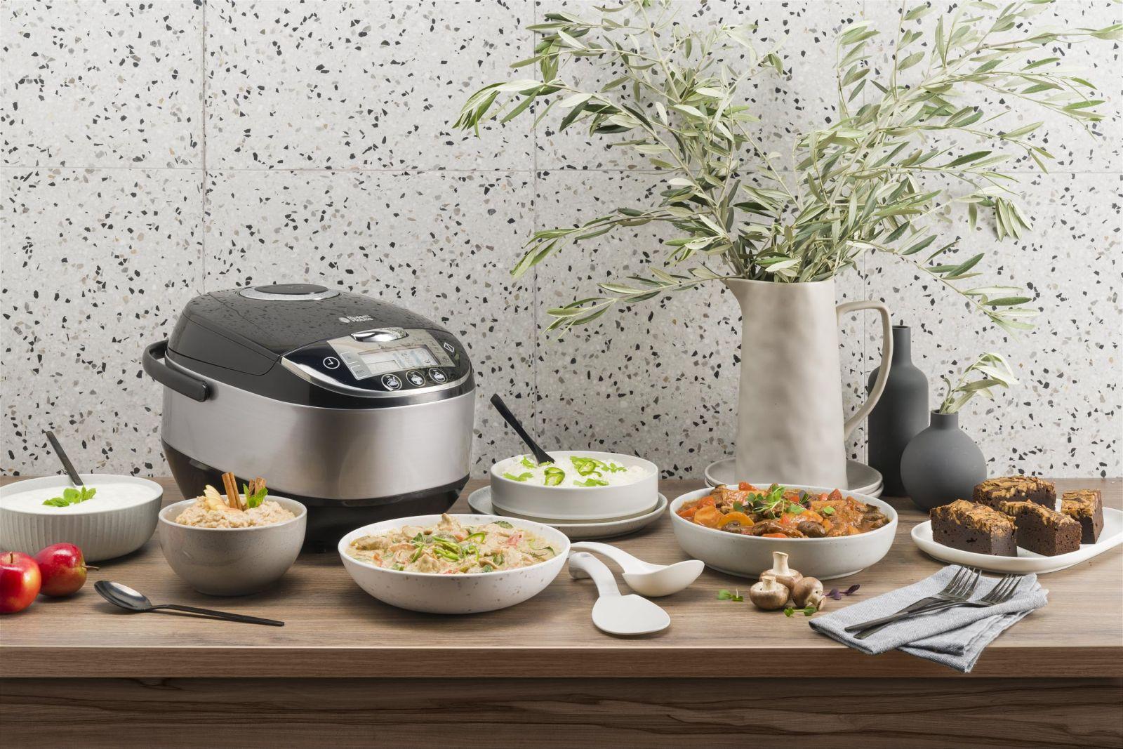Russell Hobbs Multikeetja [11-ühes: Riisikeetja, Aeglane keetja, Aurutaja, Slow Cooker, Küpsetaja, Jogurtivalmistaja jne.] (5,0 l, digitaalne ekraan, kondensatsioonivastane kaas) 21850-56 – detailne vaade
