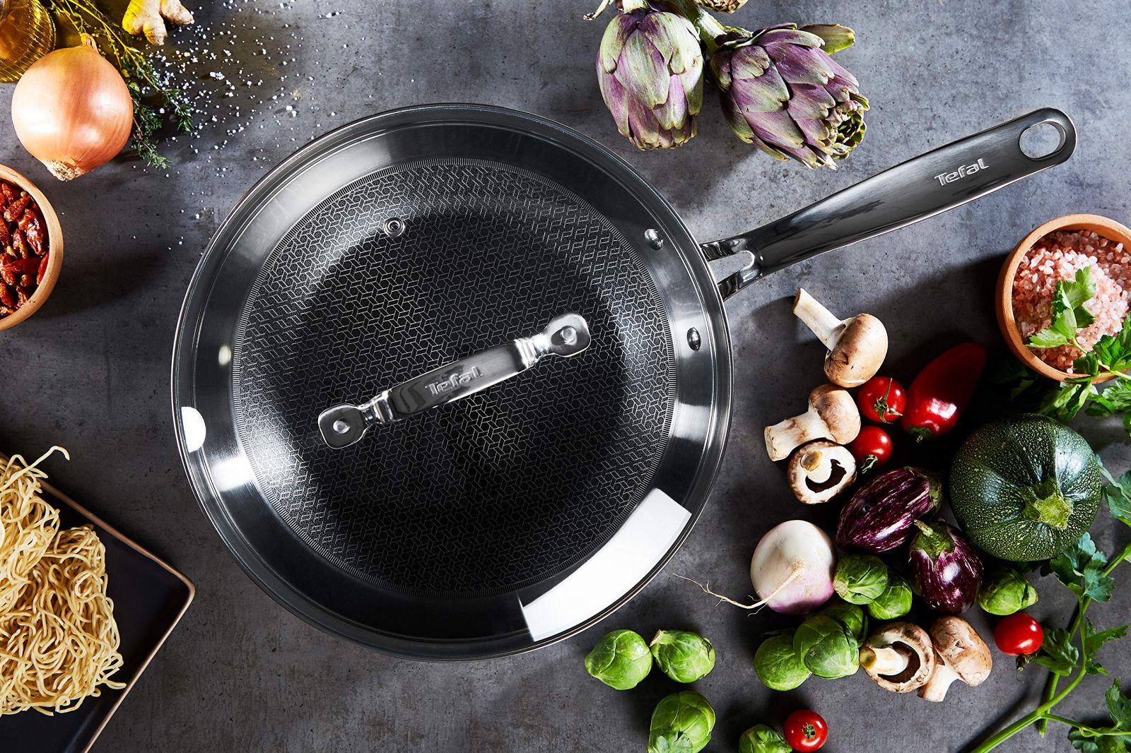Tefal E49716 Eternal Mesh Wokpann, kriimustuskindla Mesh-kattega, PFOA-vaba, sobib kõigile pliiditüüpidele, sealhulgas induktsioonpliitidele, klaaskaanega, roostevaba teras, 28 cm – pilt 6
