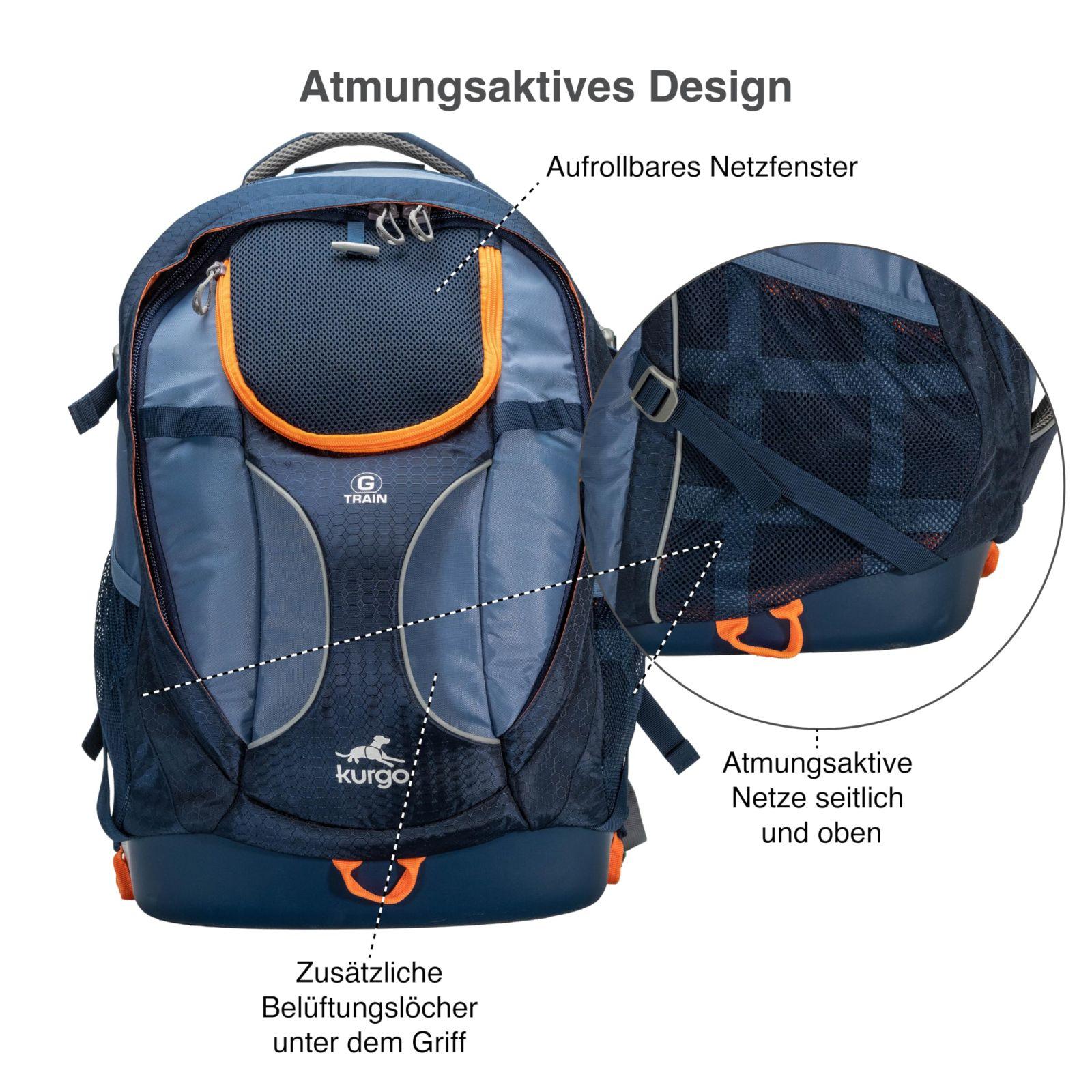 Kurgo G-Train lemmikloomade seljakott, integreeritud lemmikloomaosaga, veekindla põhjaga, kuni 11 kg lemmikloomadele, tumesinine, 33 x 53,34 x 25,4 cm – pakend ja tarvikud