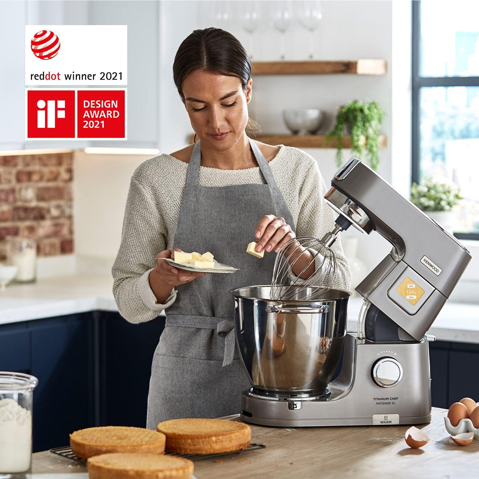 Kenwood Titanium Chef Patissier XL KWL90.034SI – Köögikombain integreeritud kaaluga & 7L kausiga soojendusfunktsiooniga, 1400 W, 4-osaline kondiitristi komplekt, hõbedane – pilt 7