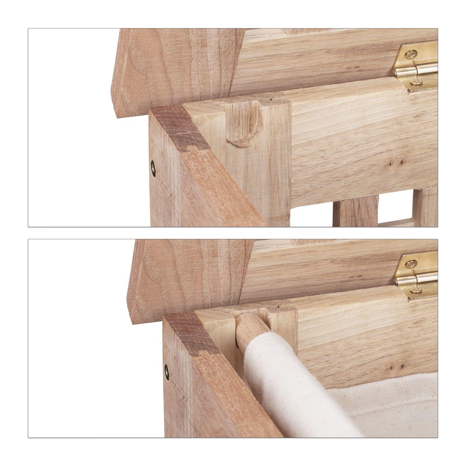 Relaxdays pesukast pähklipuust kaanega, eemaldatav pesukott, mahutavus ca 70 l, suletud pesukoguja, puidust HBT ca 55,5 x 52,5 x 39,5 cm, naturaalne – pilt 7