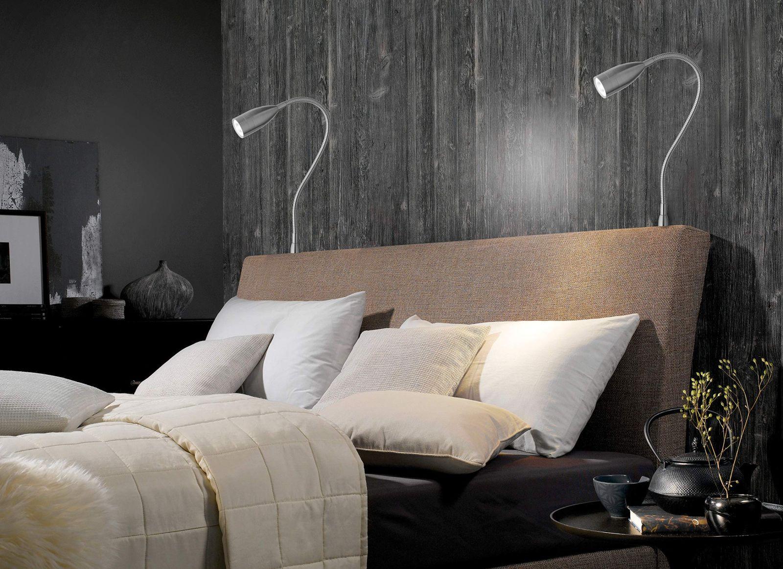 Fischer & Honsel | Voodi valgusti Flex, Sten | žestijuhtimisega hämardatav | 1x LED 5 vatti, 3000 Kelvinit, 420 luumenit | EEK: G | 30702, Hõbedane – kasutusnäide