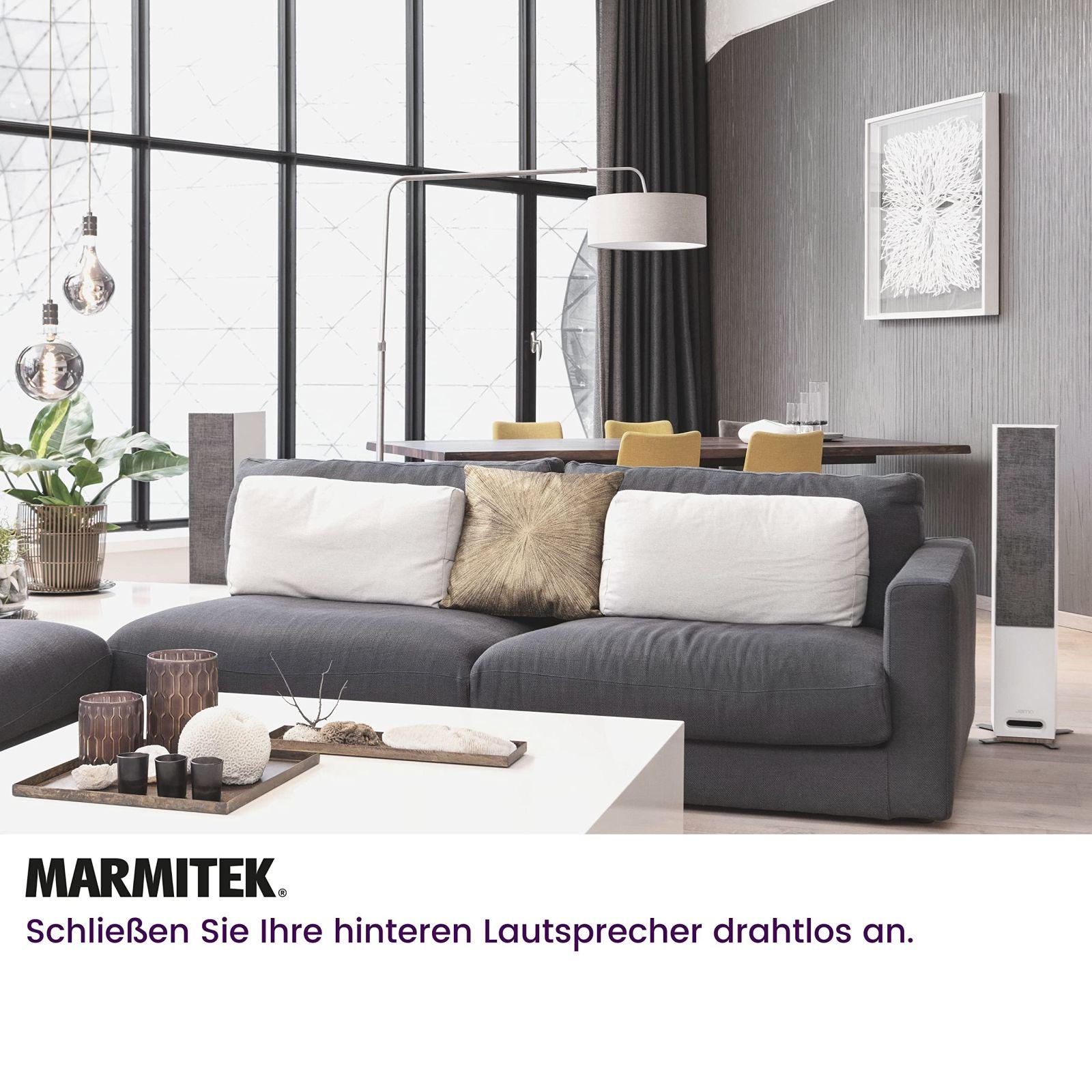 Marmitek juhtmevaba audiosaatja kõlaritele – Surround Anywhere 221 – Digitaalne latentsusvaba ülekandmine – juhtmevaba surround-kõlarite ühendus – ühenda kaks kõlarit juhtmevabalt – kasutusnäide