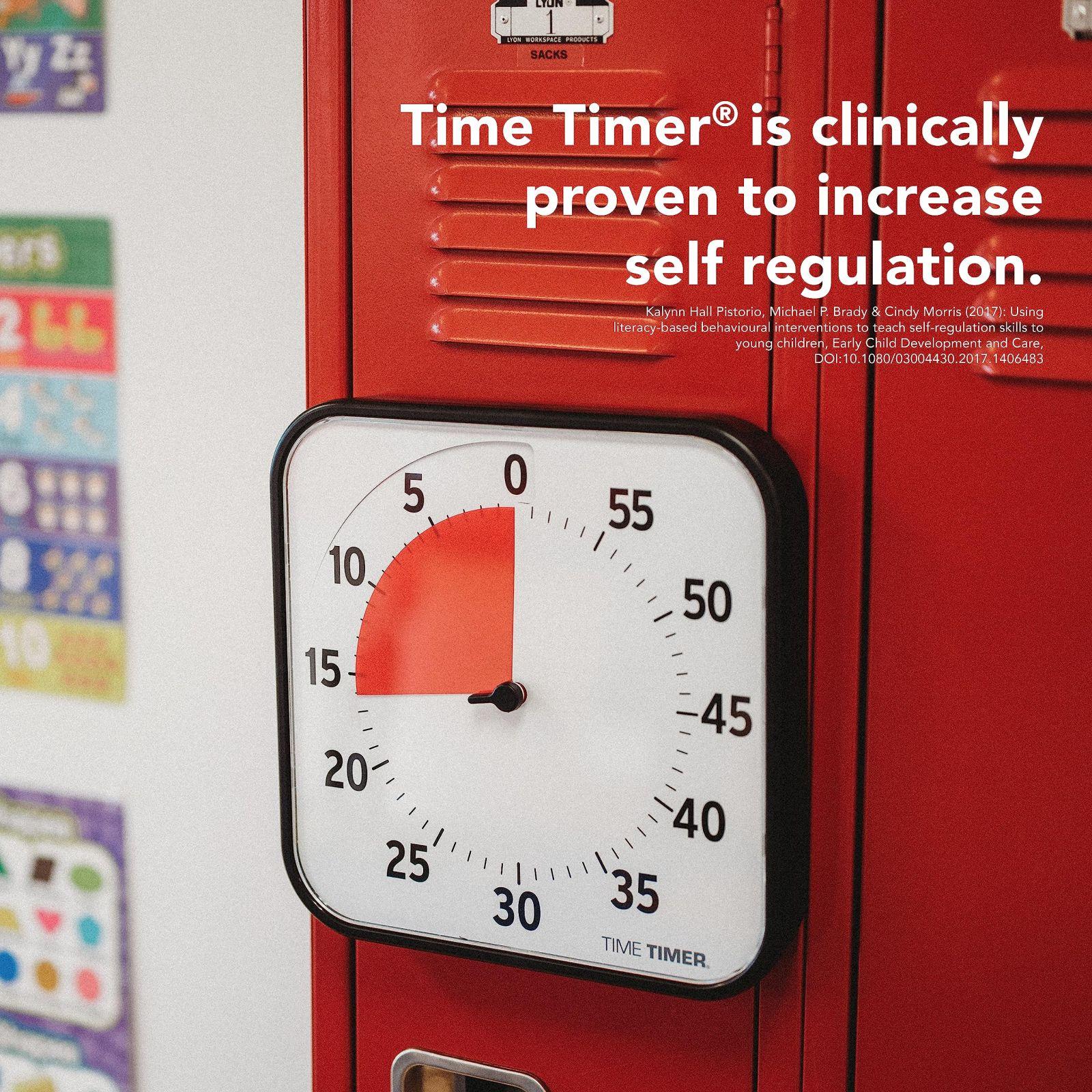 TIME TIMER ORIGINAL Suur 30×30 cm – 60-minutiline visuaalne analoog-taimer – Valikuline helialarm (helitugevuse regulaator) – Ei mingit valju tiksumist; ajajuhtimisseade (must) – kasutusnäide