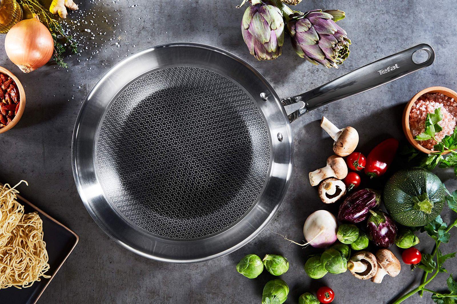 Tefal E49716 Eternal Mesh Wokpann, kriimustuskindla Mesh-kattega, PFOA-vaba, sobib kõigile pliiditüüpidele, sealhulgas induktsioonpliitidele, klaaskaanega, roostevaba teras, 28 cm – pilt 7