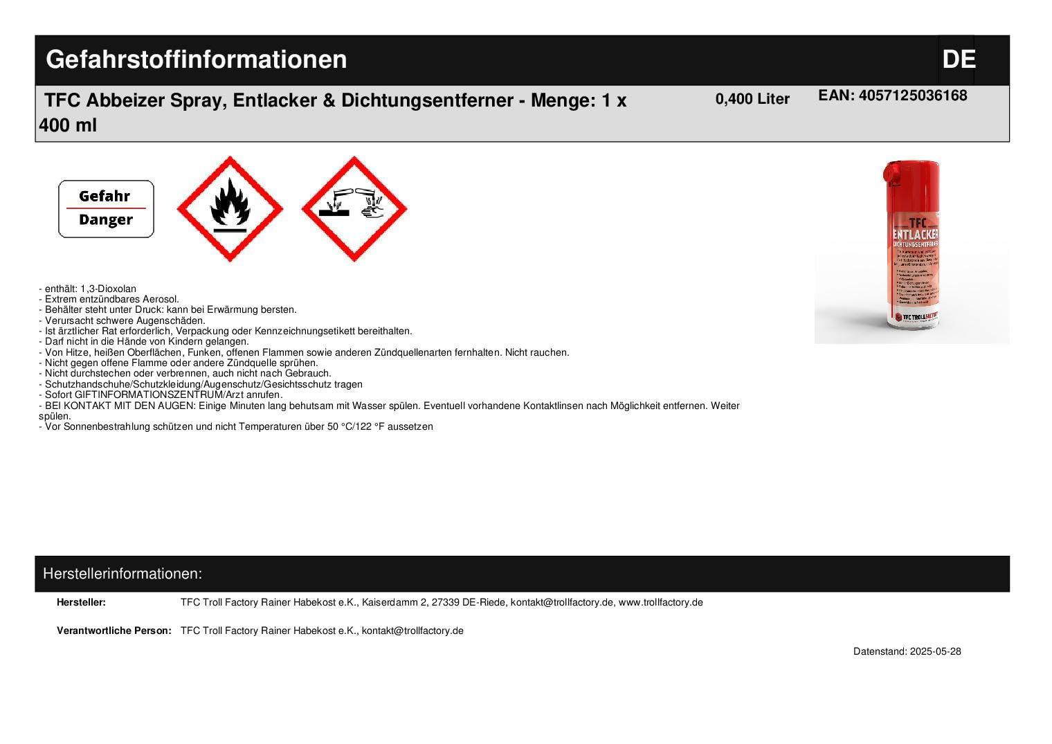 TFC Troll Factory võimas värvieemaldaja 400 ml – detailne vaade