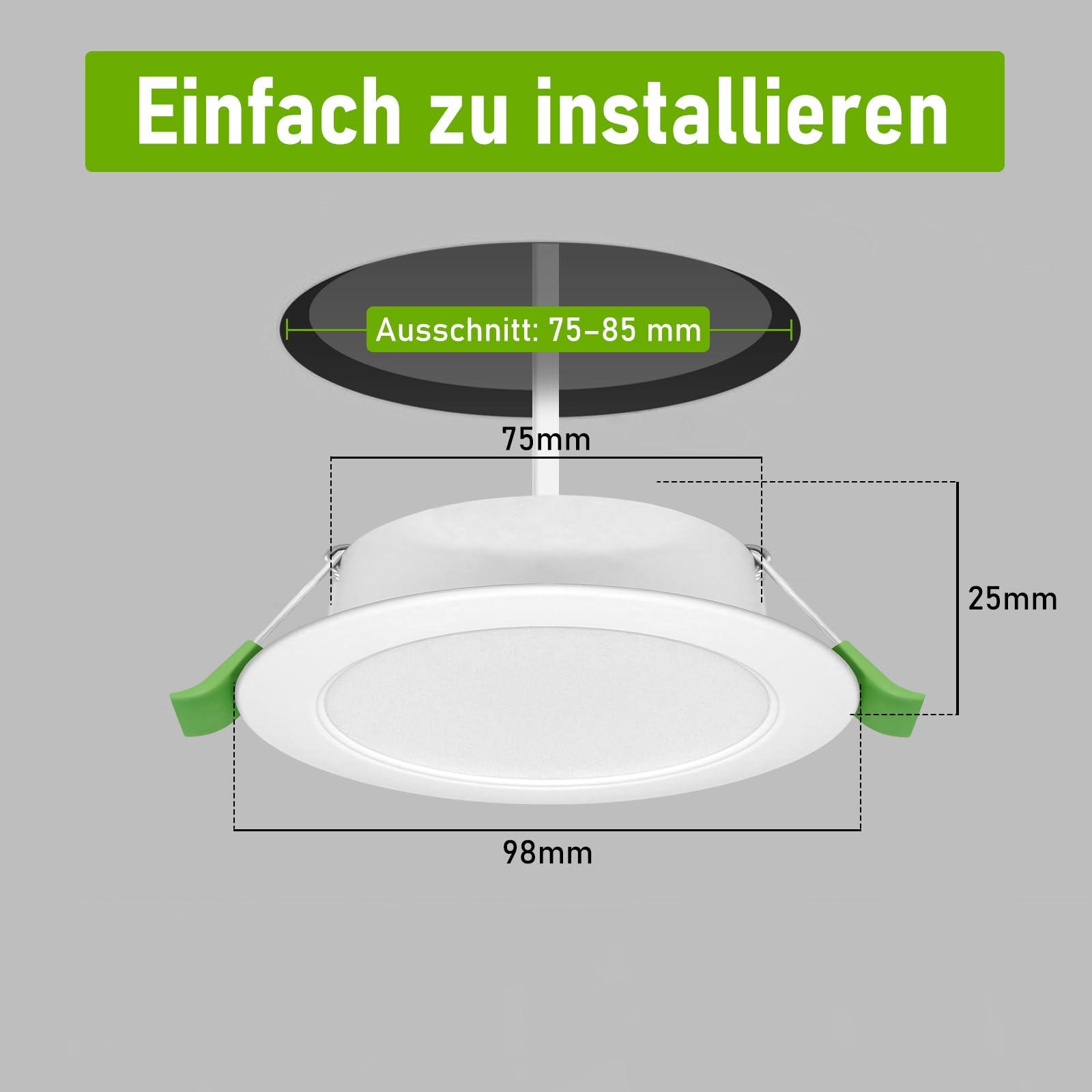 Jaenmsa TD LED Einbaustrahler 8W 75–85mm IP44 – detailne vaade