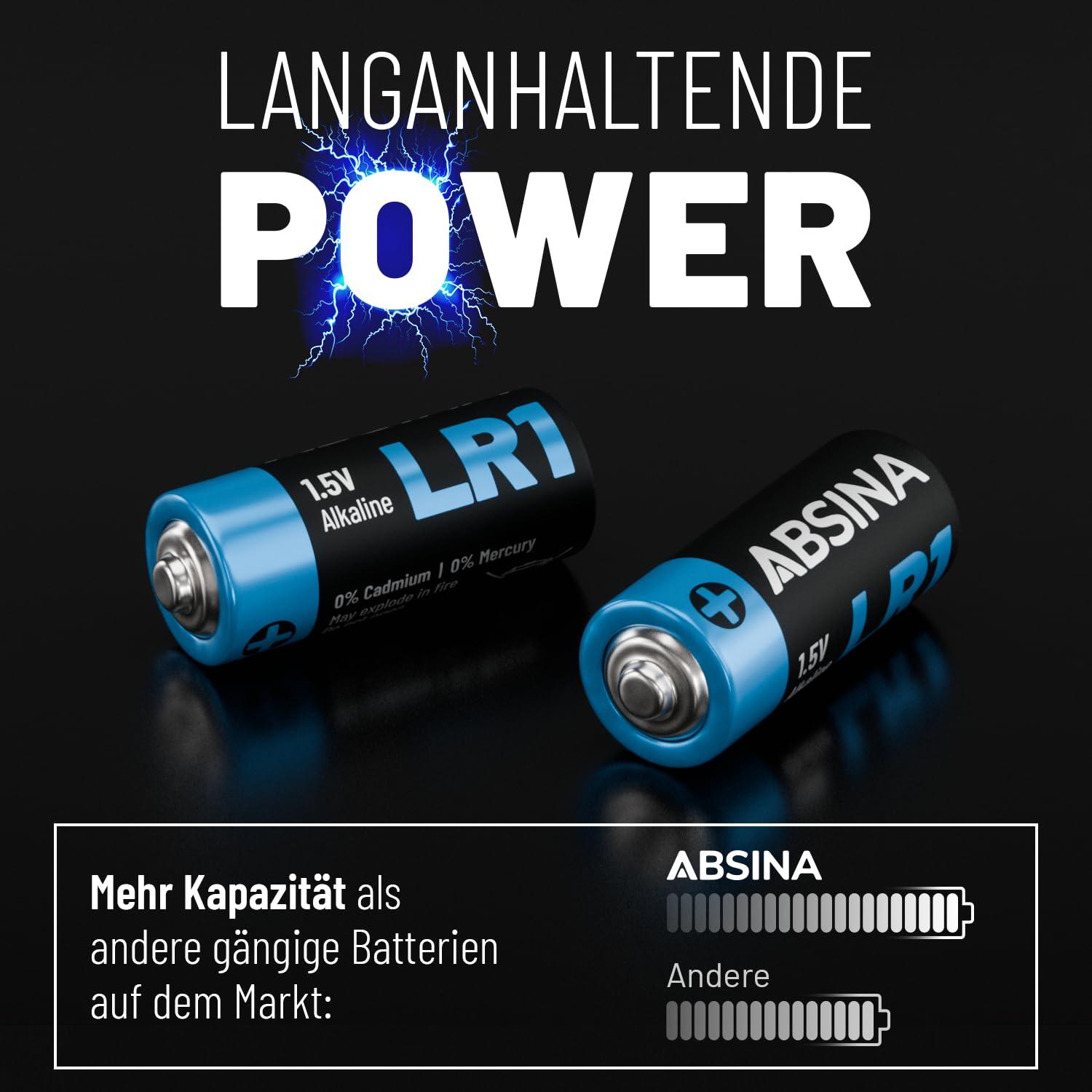 ABSINA alalisvoolu LR1 (N) patarei 1,5V — vastupidav ja lekkevaba – lisavaade