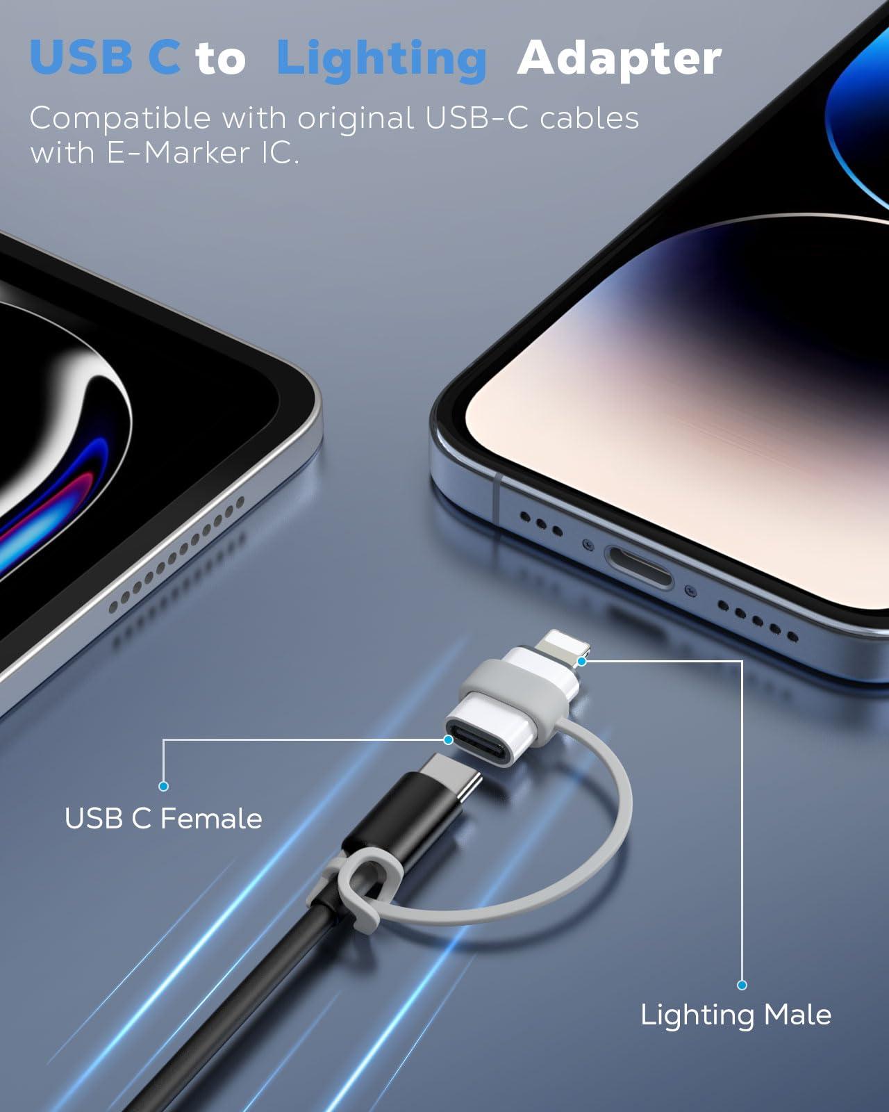 MoKo vastupidav USB-C → Lightning adapter kiire laadimisega – detailne vaade