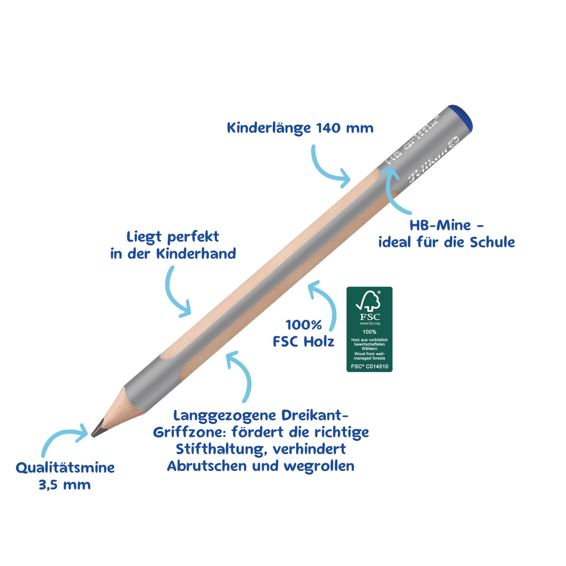 Pelikan ergonoomiline puidust kirjutuskoolituspliiats – pakend ja tarvikud