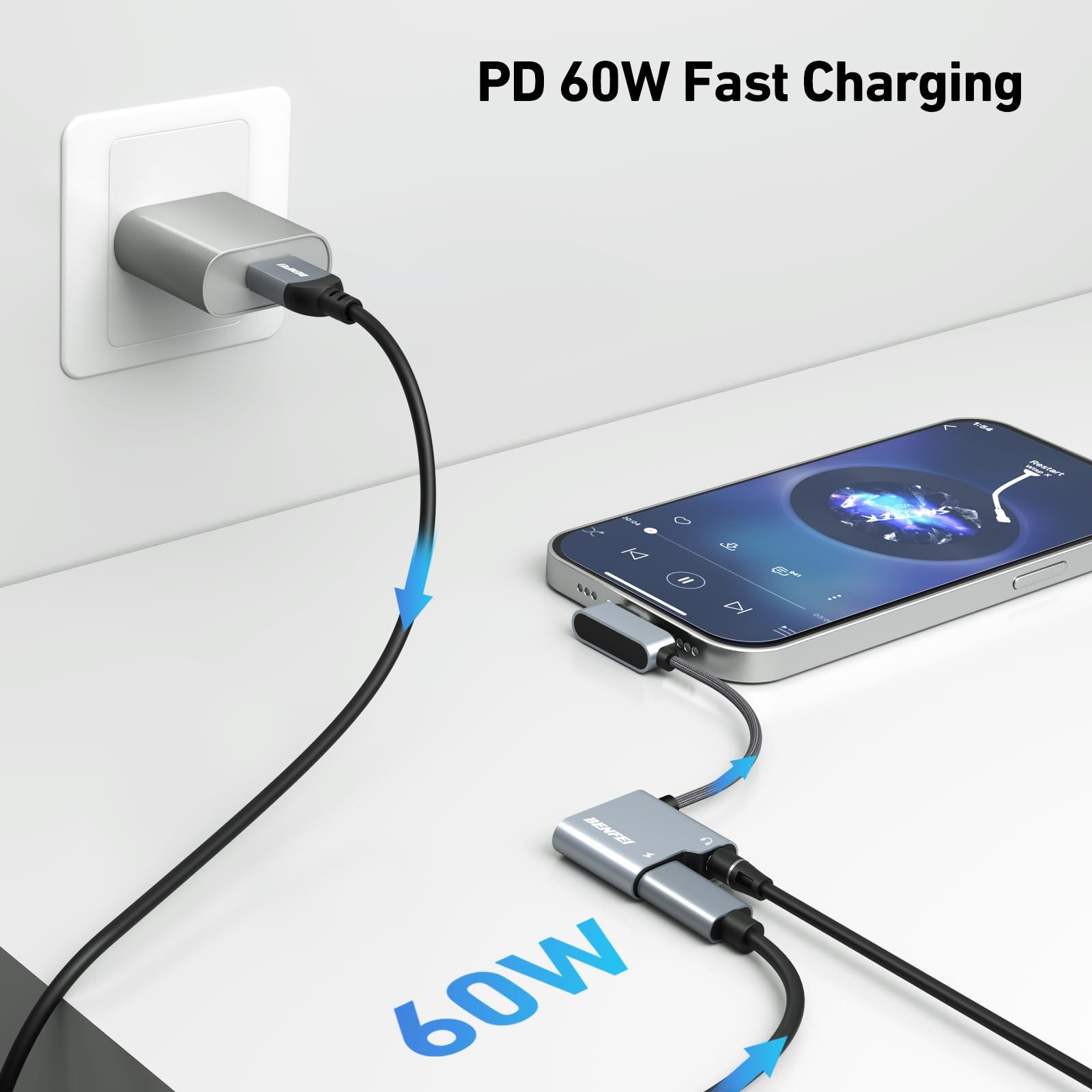BENFEI vastupidav USB-C heliadapter 60 W kiire laadimine – kasutusnäide