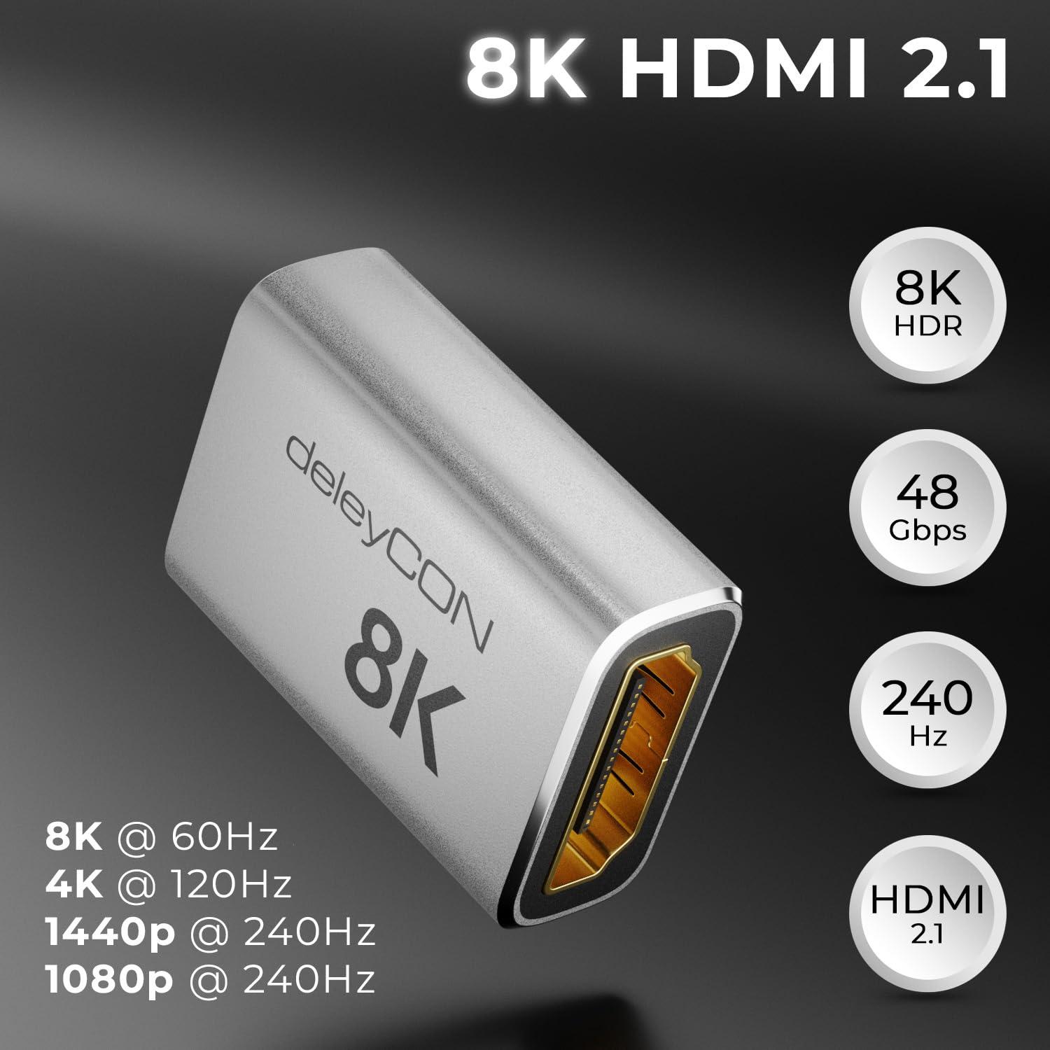 deleyCON alumiinium HDMI-adapter 8K kvaliteediga ja – pakend ja tarvikud