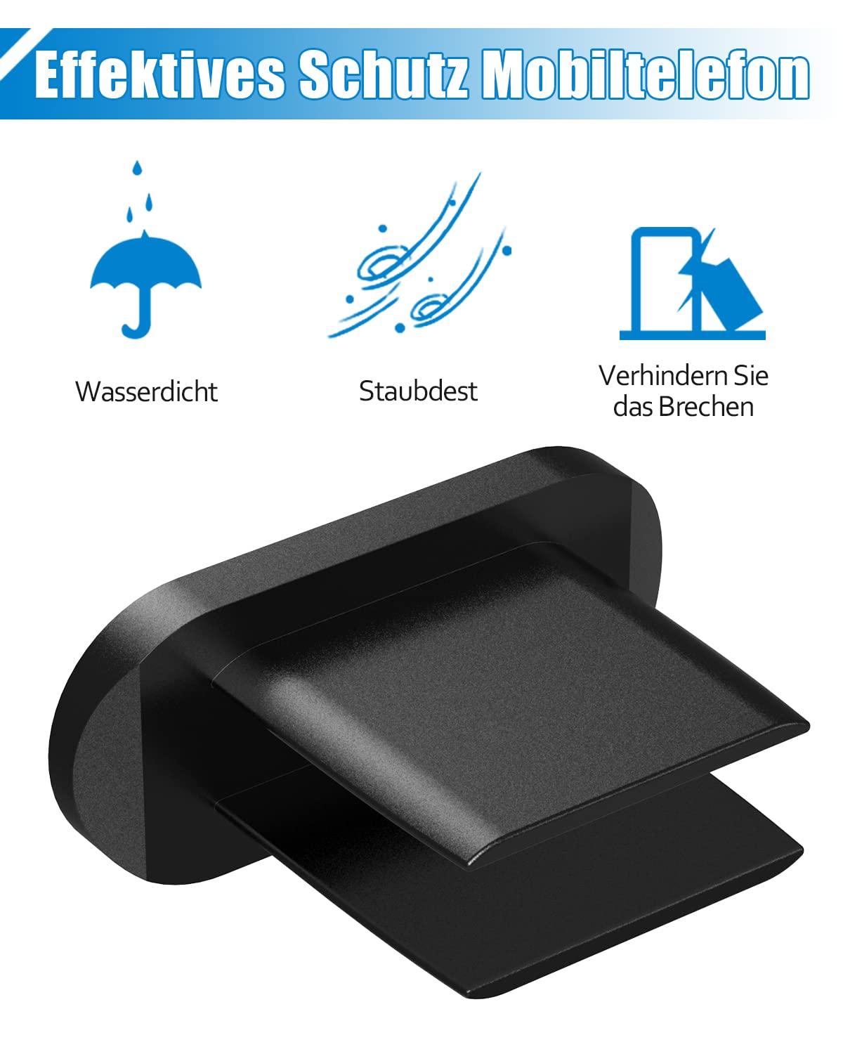 AUZOSL mustad USB‑C tolmukaitsmed 4 alumiinium + 4 silikoon – pakend ja tarvikud