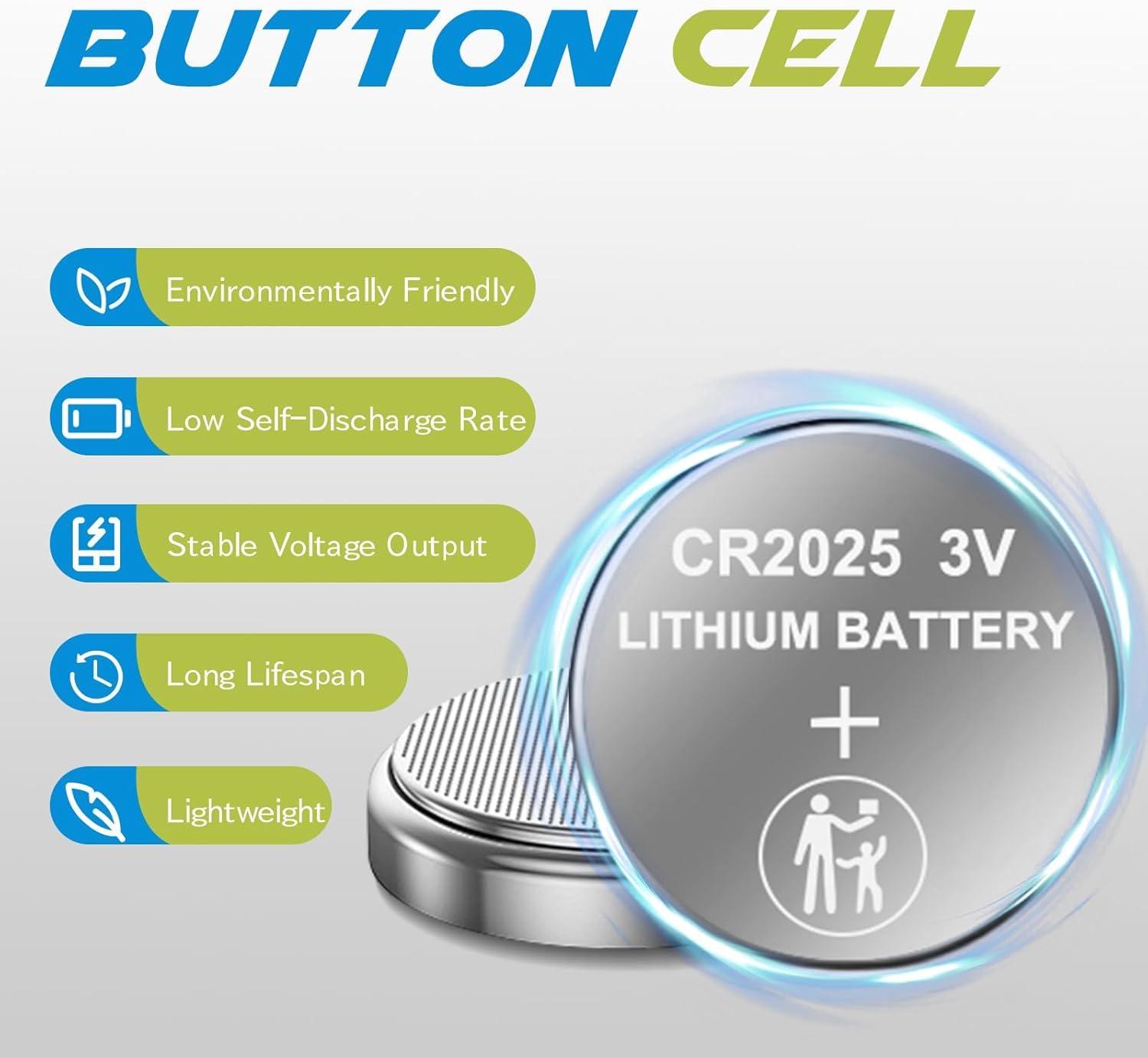 wowpower CR2025 3V liitiumnupp akutasku – pika tööea patarei – detailne vaade