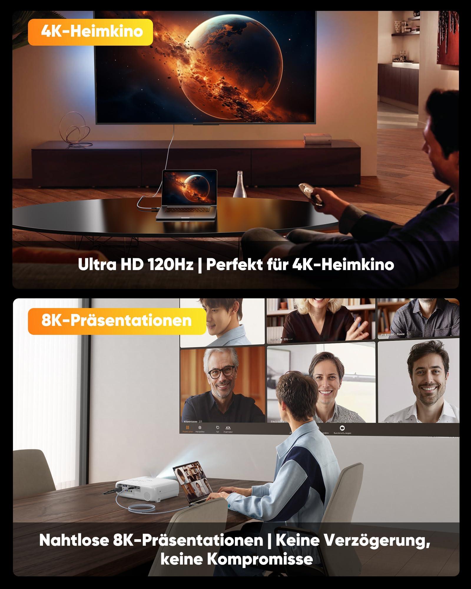 SNOWKIDS 8K HDMI-kaabel 1.5 m – vastupidav mängu- ja kodukinokõne – lisavaade
