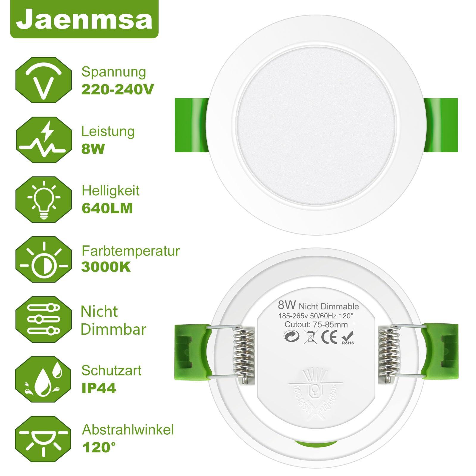 Jaenmsa TD LED Einbaustrahler 8W 75–85mm IP44 – pakend ja tarvikud