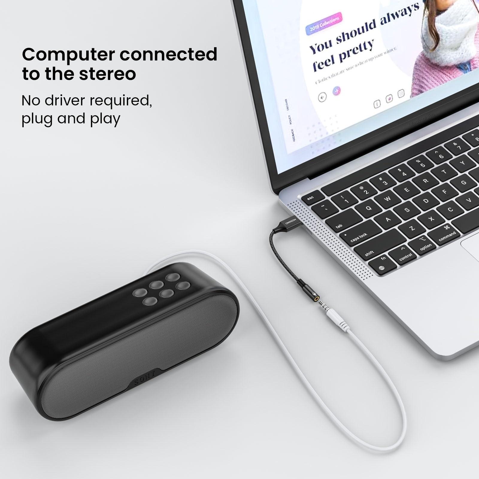 MOSWAG tugevast alumiiniumist USB–3,5 mm audioadapter – lisavaade