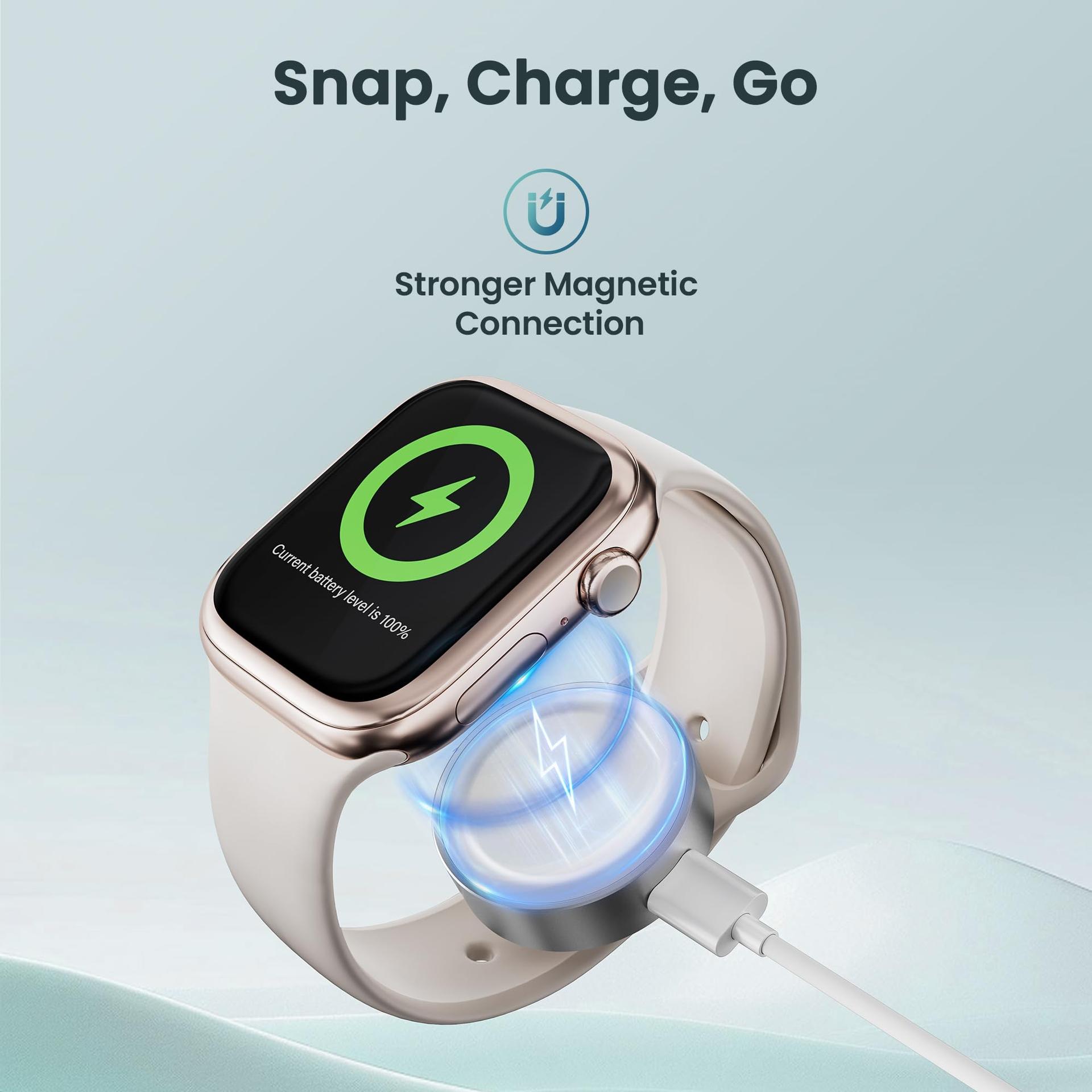 RUXELY alumiiniumist magnetlaadija Apple Watchile — kompaktne – kasutusnäide