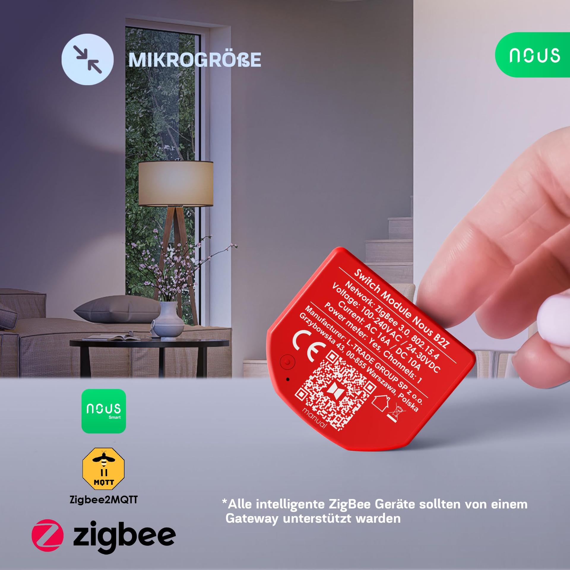 NOUS ZigBee nutikas lülitusmoodul koos energiakontrolliga – lisavaade