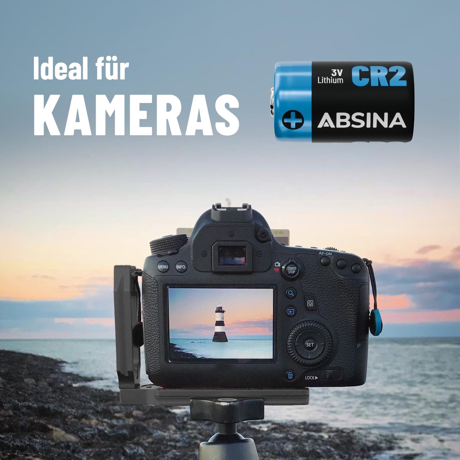 ABSINA vastupidavad CR2 liitium-elemendid fotokasutuseks ja – detailne vaade